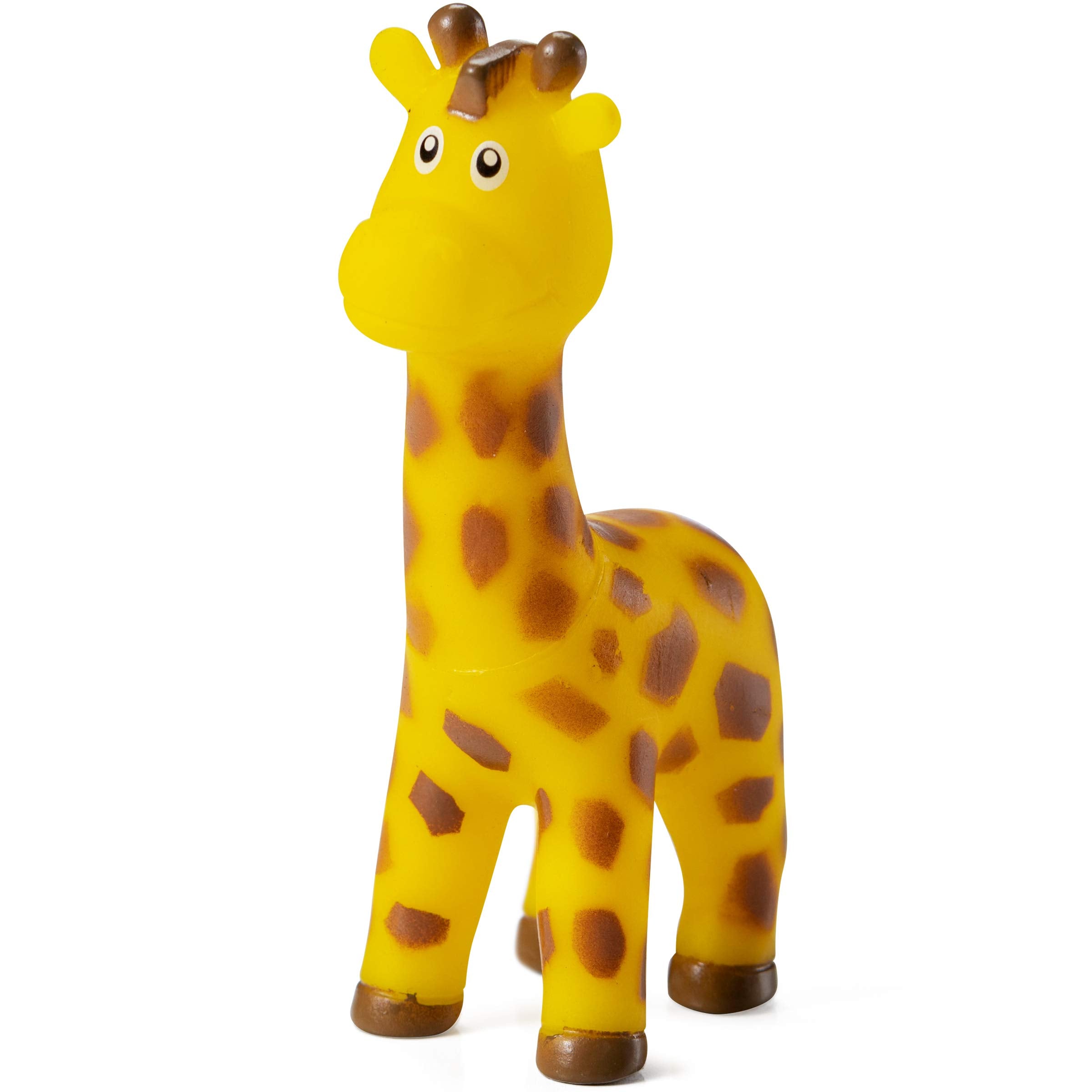 Mini Zoo Animals Bath Toys - (Pack of 6) Vinyl Rubber Jungle Safari Animal Figures, Squeezable Bath Tub Toys for Kids, Baby Shower, Birthday Party Supplies, Favors, Cake Decor, Table Decorations