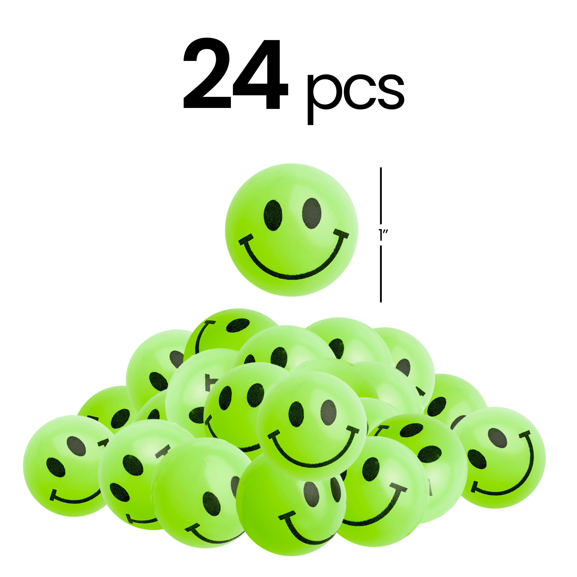 Bulk Bouncy Balls Glow in The Dark - (1inch / 27mm) Diameter, High Bouncing, Small Rubber Smile Face Bouncing Balls for Kids, Vending Machines, Game Prize Toys, Party Favor, Gift Bag Filler