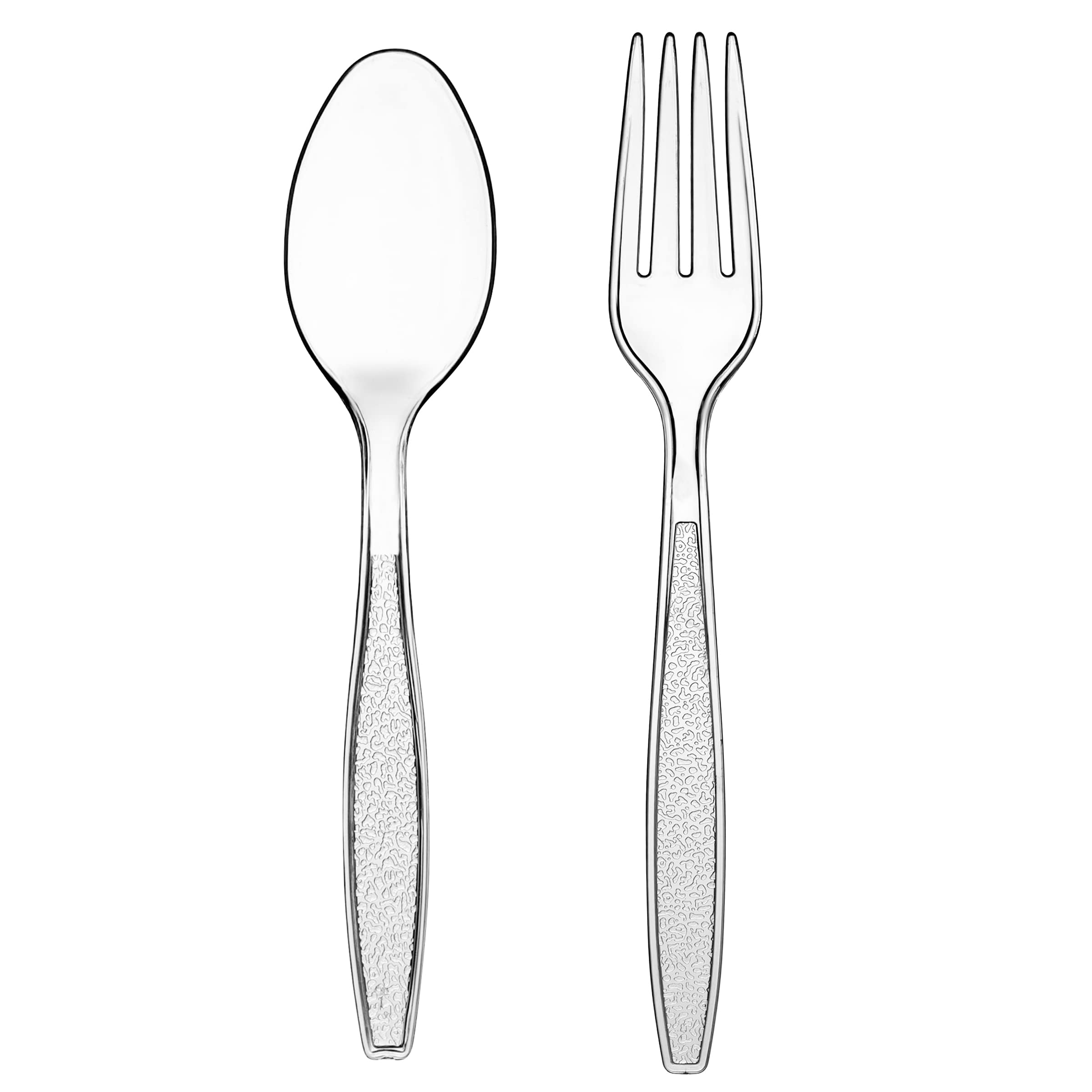 Clear Plastic Cutlery Set - Disposable Plastic Utensils Heavy Duty, Silverware Sets for Party Supplies, Dinners, Take-Out, Catering, Food Services