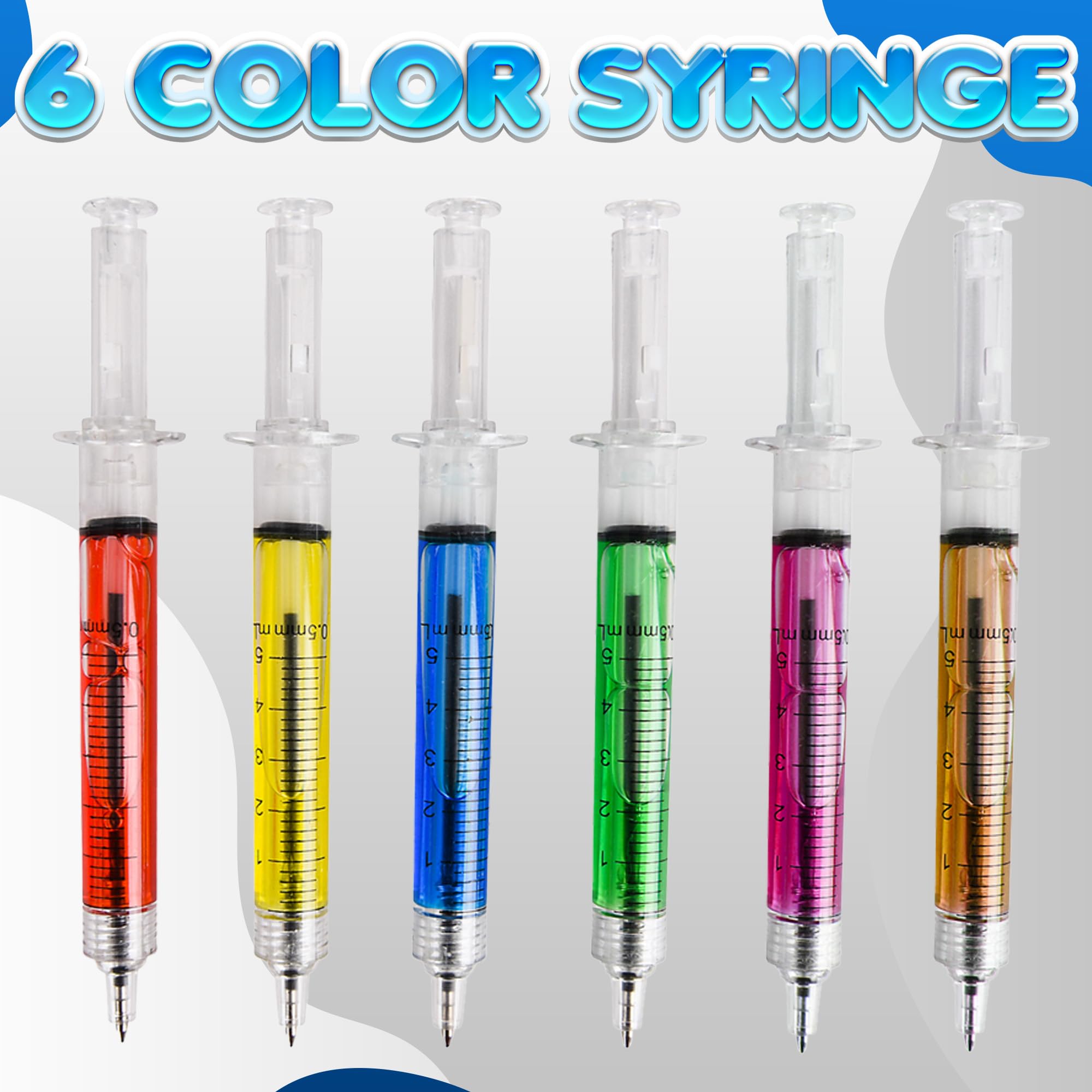 Bedwina Syringe Pens - (Bulk Pack of 24) Retractable Fun Multi Color Novelty Pen for Nurses, Nursing Student School Supplies, Birthdays, Stocking Stuffers and Toy Party Favor Gifts