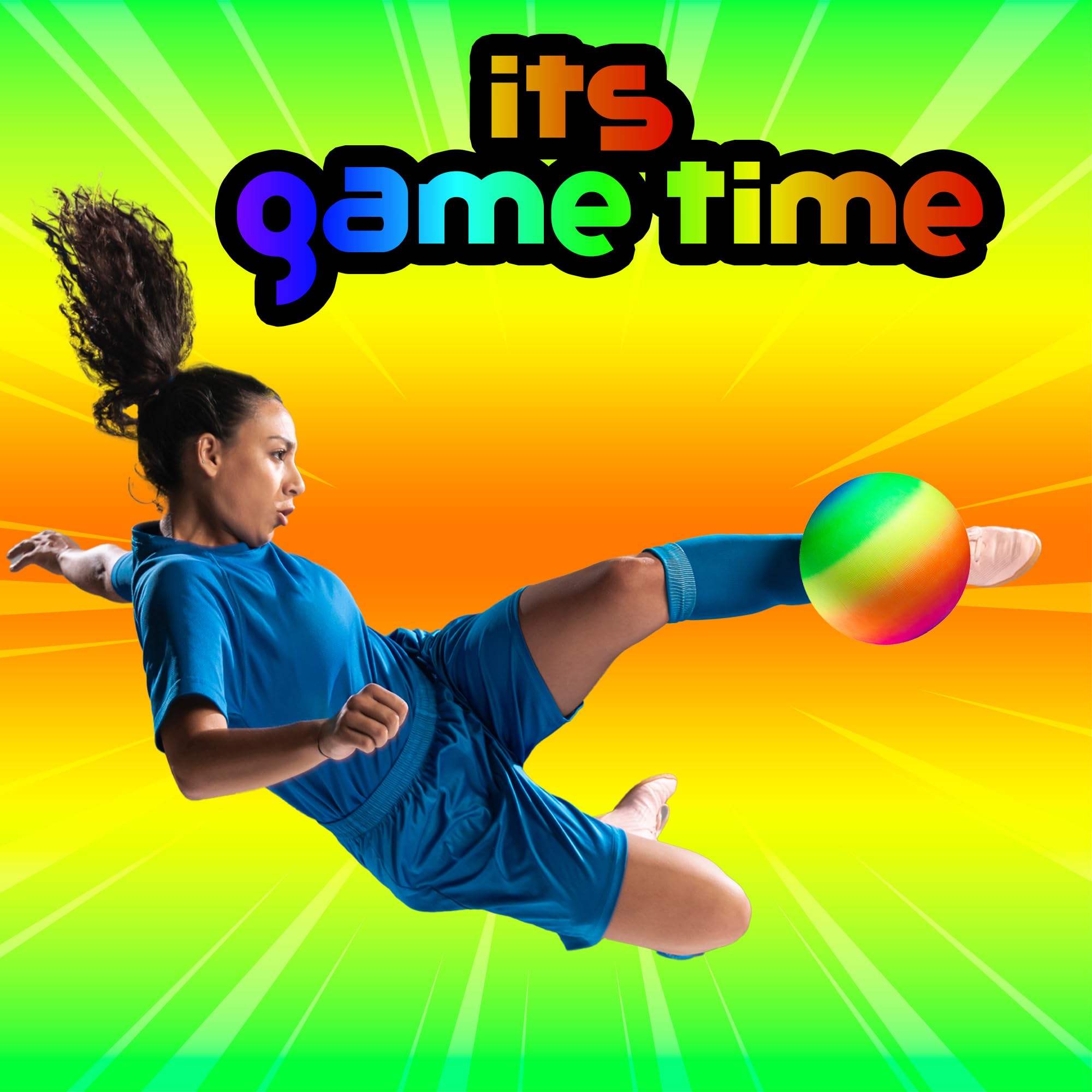 Bedwina Rainbow Playground Balls - 8.5Inch - Rubber Bouncy Inflatable Balls for Kids and Adults, Indoor and Outdoor Games, Kickball, Dodgeball, Four Square, Dodge Ball, Handball