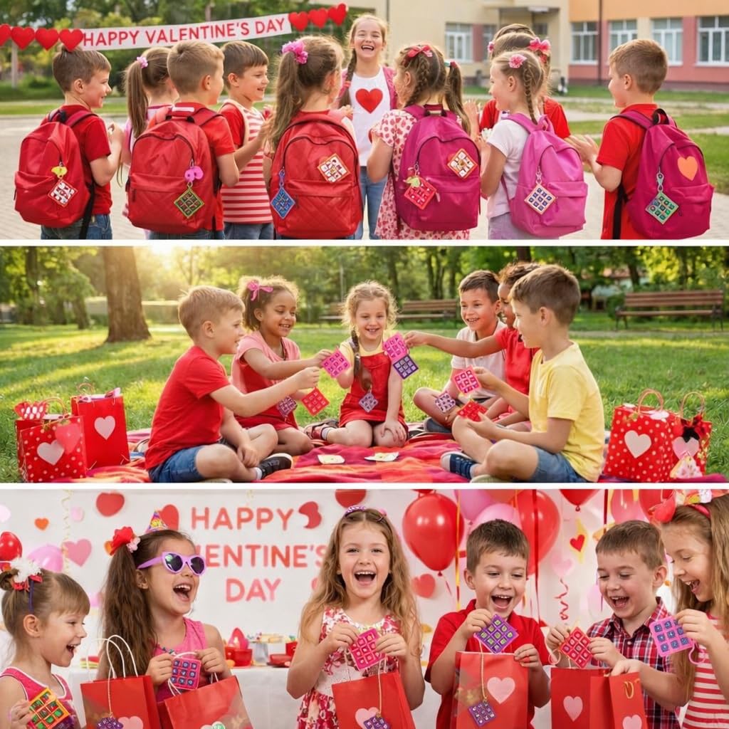 12 Mini Tic Tac Toe Games - Party Favors for Kids 3-5 and Up - 2-Inch Travel Size - Tic-Tac-Toe Keychain Game for Boys & Girls - Goody Bag Stuffers, Classroom Prizes, Valentine's Day, Birthday Gifts