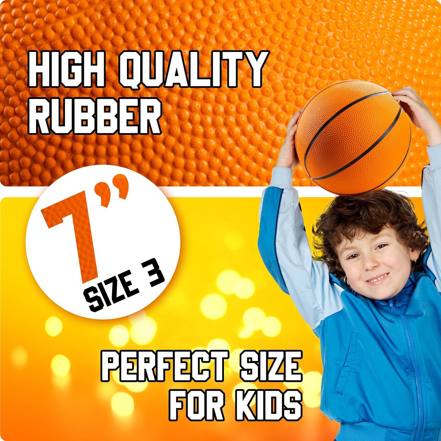 Bedwina Mini Basketball - 7 Inch, Size 3 - Mini Hoop Outdoor & Indoor Set, Perfect for Pool Parties & Kids Arcade Games