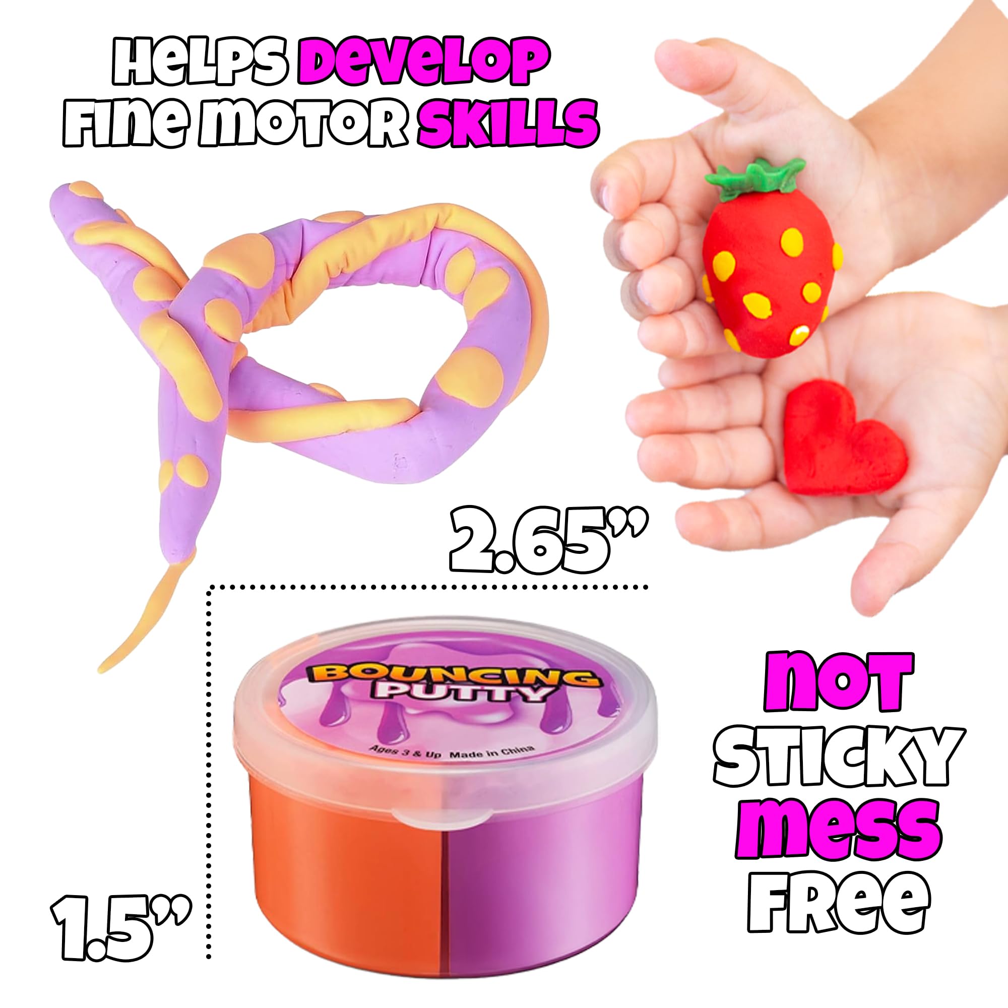 Neon Bouncing Putty – (Bulk Pack of 12) Fluffy DIY Slime Ball Sensory Toys for Kids, Assorted Rainbow Colors Bouncy Slime Party Favor, Stocking Filler and Goodie Bags Stuffers for Kids Birthday Party