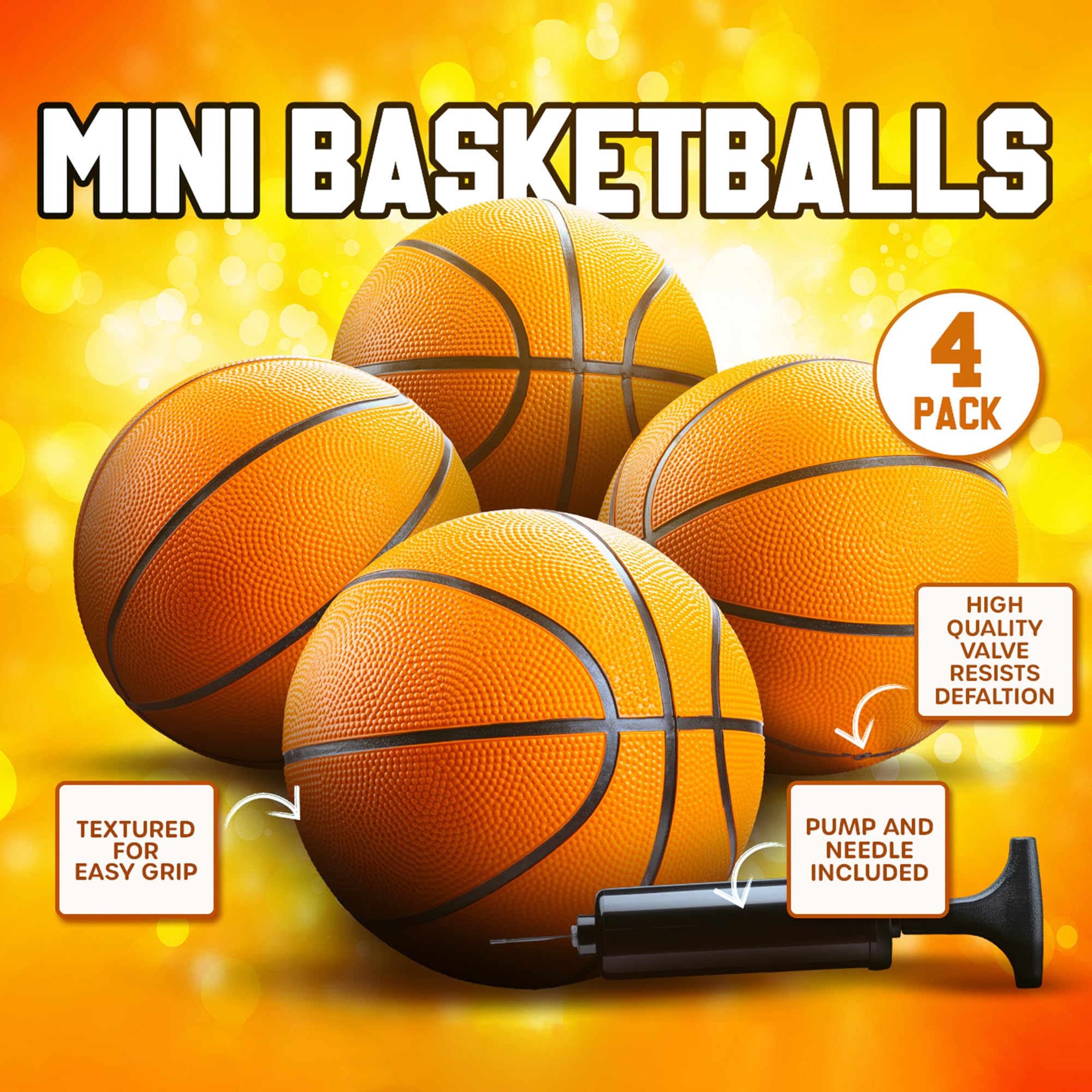 Bedwina Mini Basketball - 7 Inch, Size 3 - Mini Hoop Outdoor & Indoor Set, Perfect for Pool Parties & Kids Arcade Games