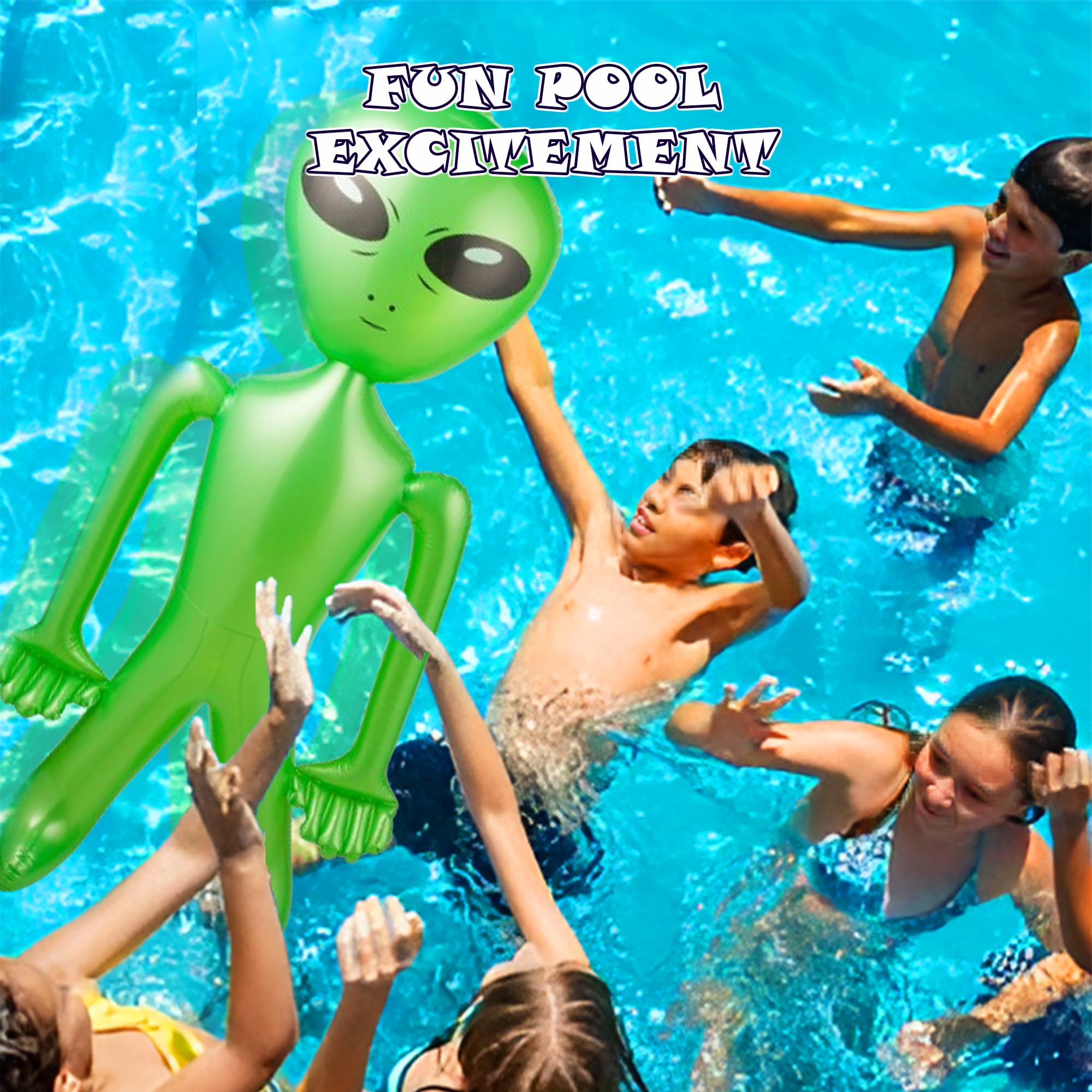 60 Inch (5 Feet) Giant Alien Inflatable - Pack of 2 - Jumbo Green Alien, for Game Prize, Alien Halloween Decorations Theme Party Favors Photo Prep & Decorations