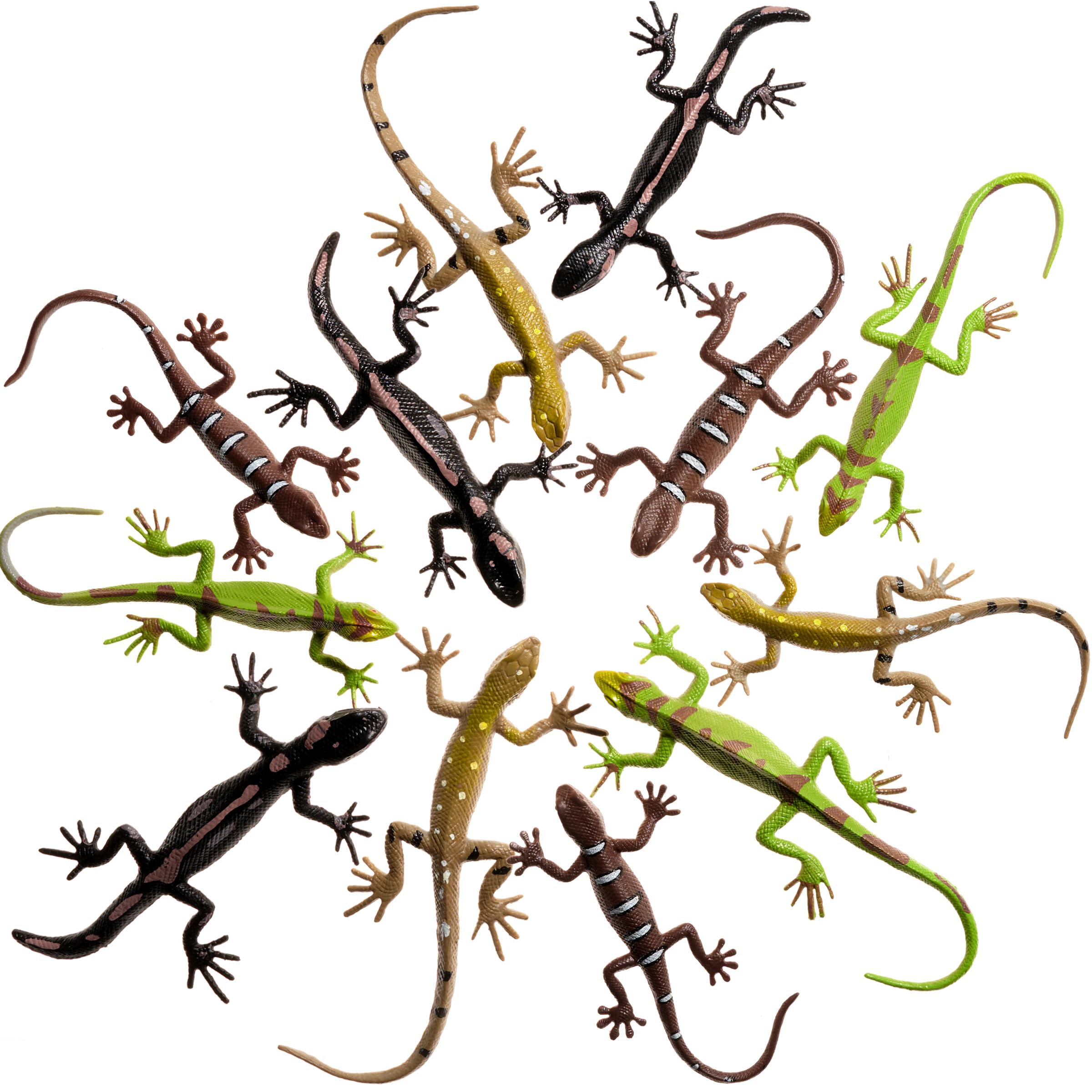 4-Inch Mini Lizard Toys for Kids - (Pack of 24) Realistic Lizards & Plastic Reptile Animal Toy Figure Set for Themed Birthday Decorations, Party Favors, Classrooms, Prizes, Pranks, Gifts, Halloween