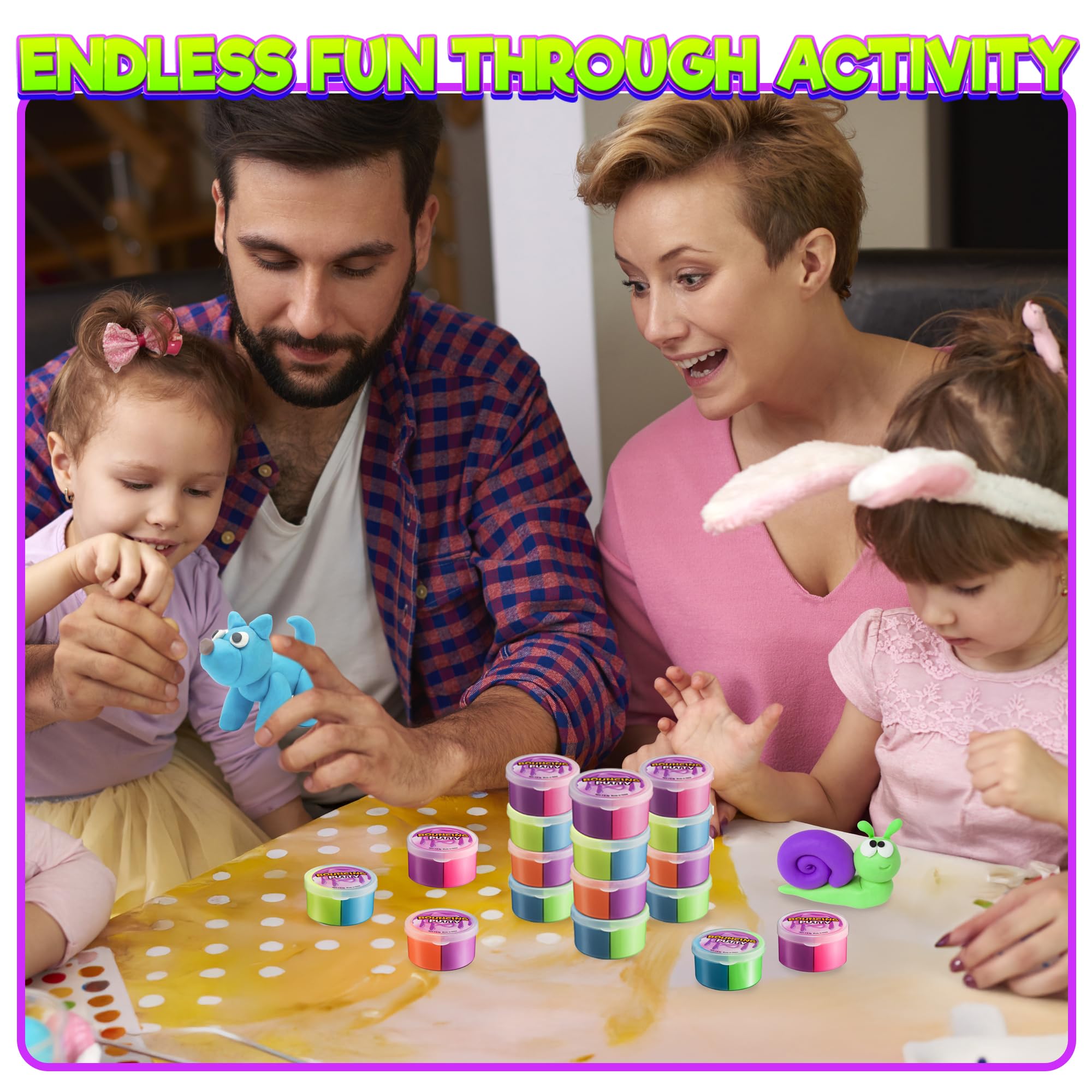 Neon Bouncing Putty – (Bulk Pack of 36) Fluffy DIY Slime Ball Sensory Toys for Kids, Assorted Rainbow Colors Bouncy Slime Party Favor, Stocking Filler and Goodie Bags Stuffers for Kids Birthday Party