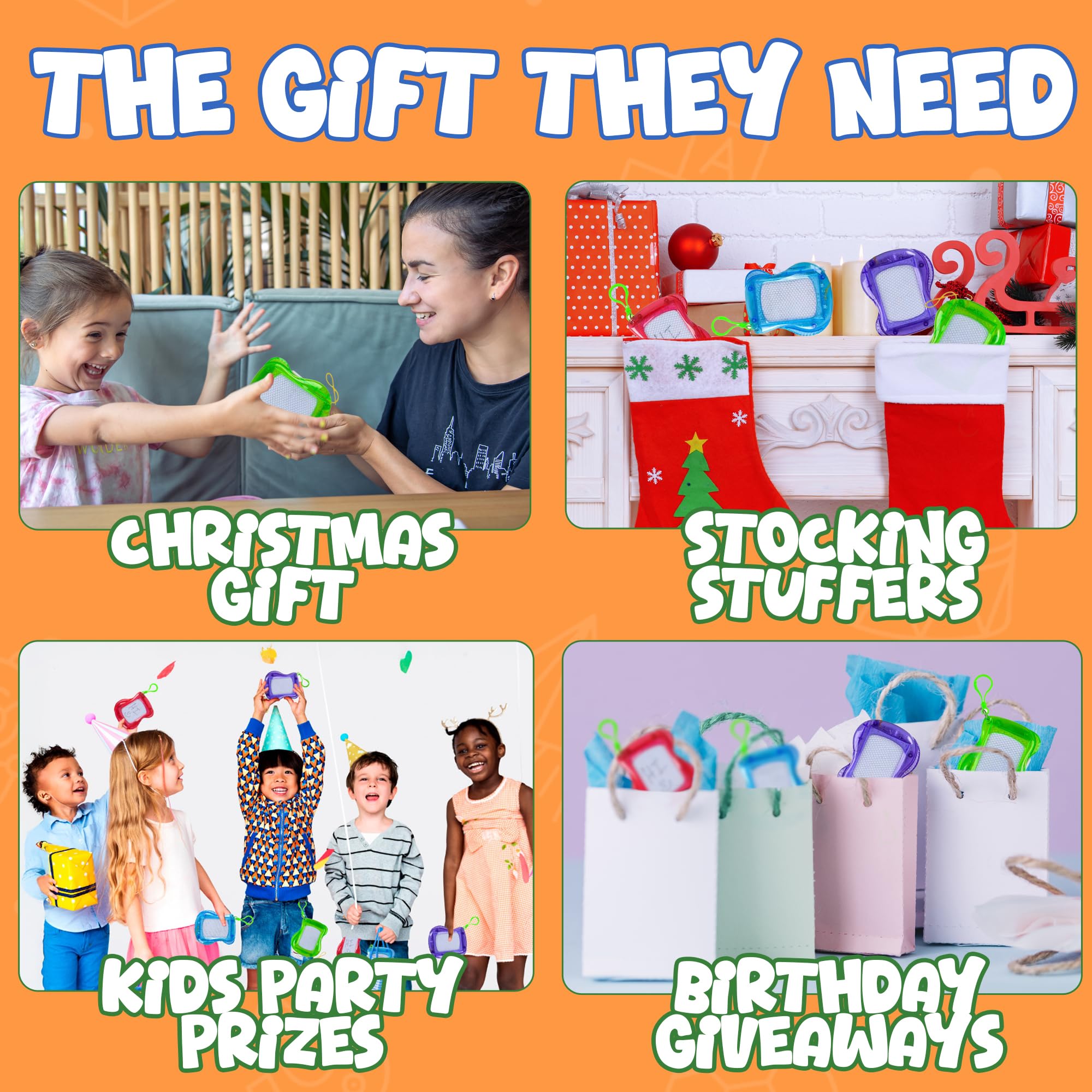 Bedwina Mini Magnetic Drawing Board for Kids - (Pack of 6) Backpack Keychain Clip Drawing Boards, Erasable Doodle Sketch Writing Pad Boys & Girls, Birthday Kids Party Favors