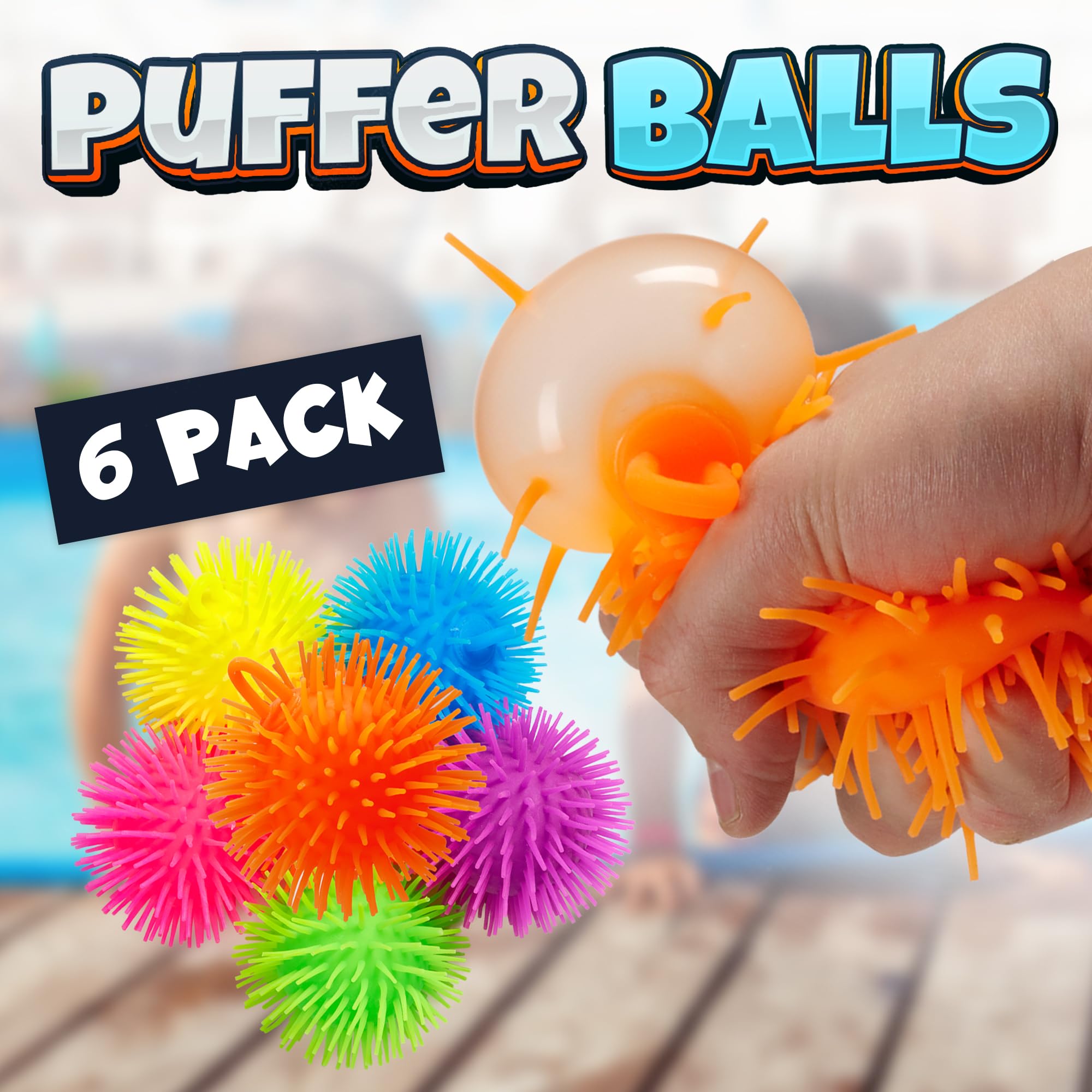 Puffer Balls - Stress Balls Bulk, Neon, Stress Relief Toy for Kids for Goodie Bags and Party Favors in Bulk