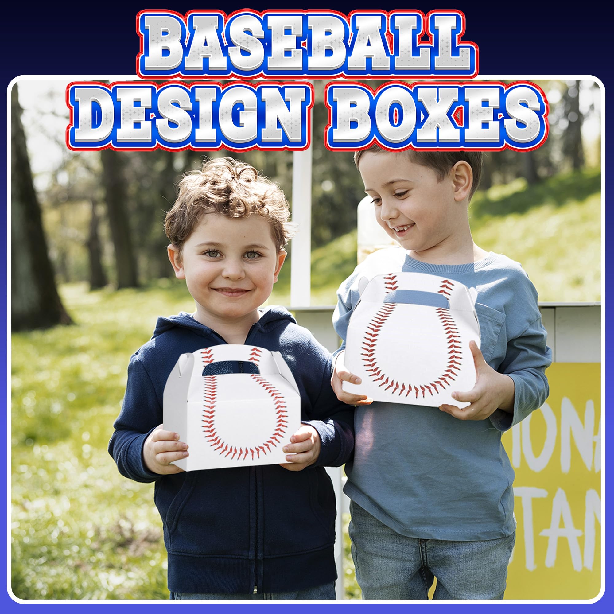 Bedwina Baseball Treat Boxes for Party Favors and Snacks - (Pack of 12) Bulk Team Snack Treat Boxes for Baseball Goodie Bags Favors and Themed Birthday Party Gift Supplies for Kids