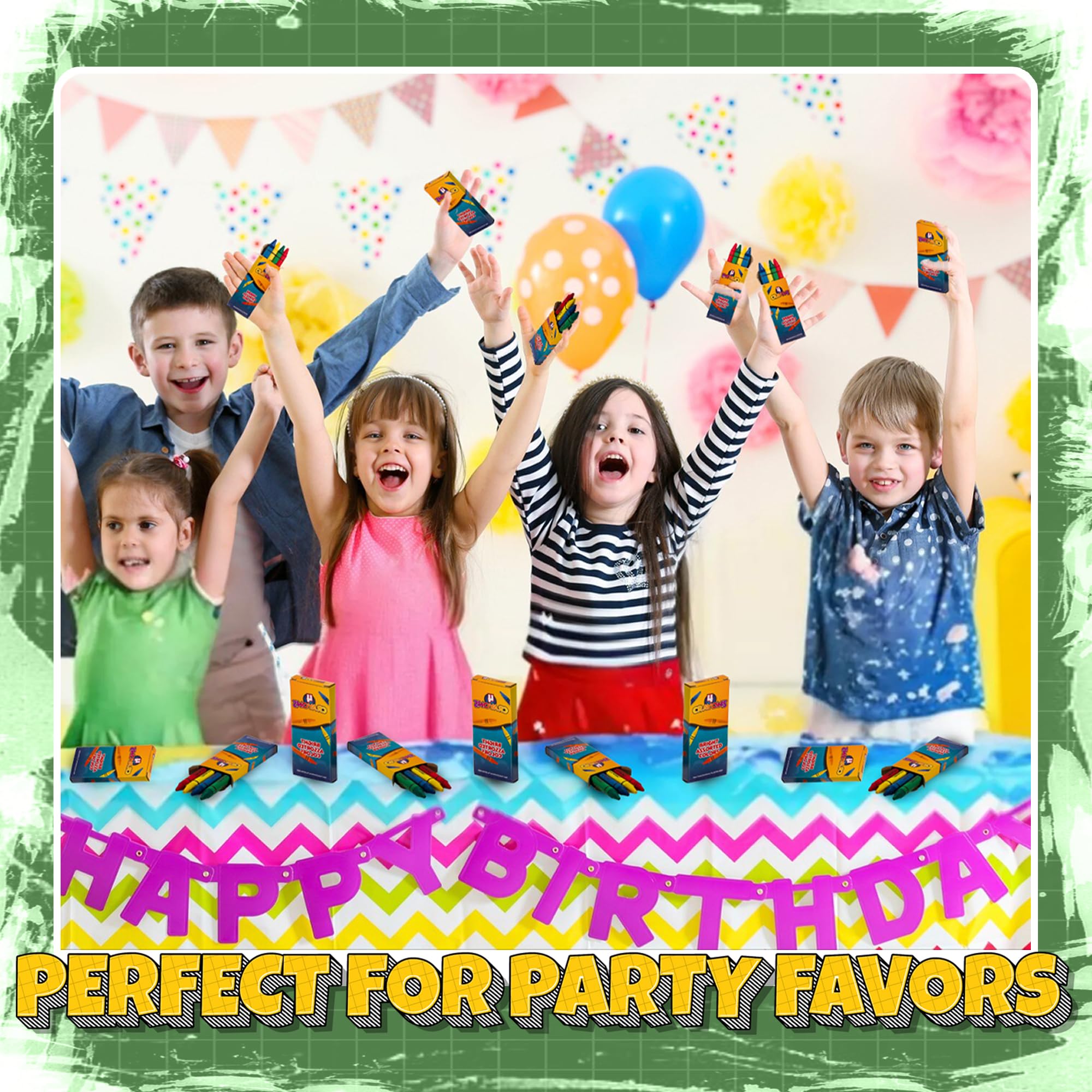 Bedwina Bulk Crayons - 96 Crayons! 24 Pack - 4 - Per Pack, Premium Colors for Kids and Toddlers, Non-Toxic, for Party Favors, Restaurants, Goody Bags, Stocking Stuffers