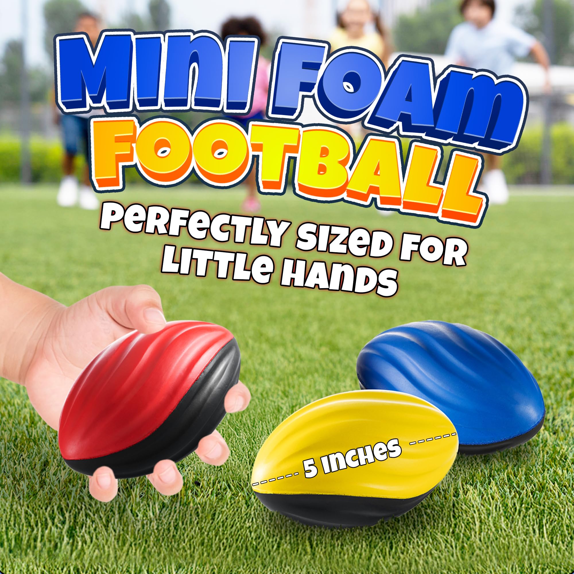 Bedwina 5" Mini Foam Football - (Pack of 6) Small Toy Footballs for Indoor and Outdoor Play, Spiral Foam Sports Birthday Football Party Favors for Kids