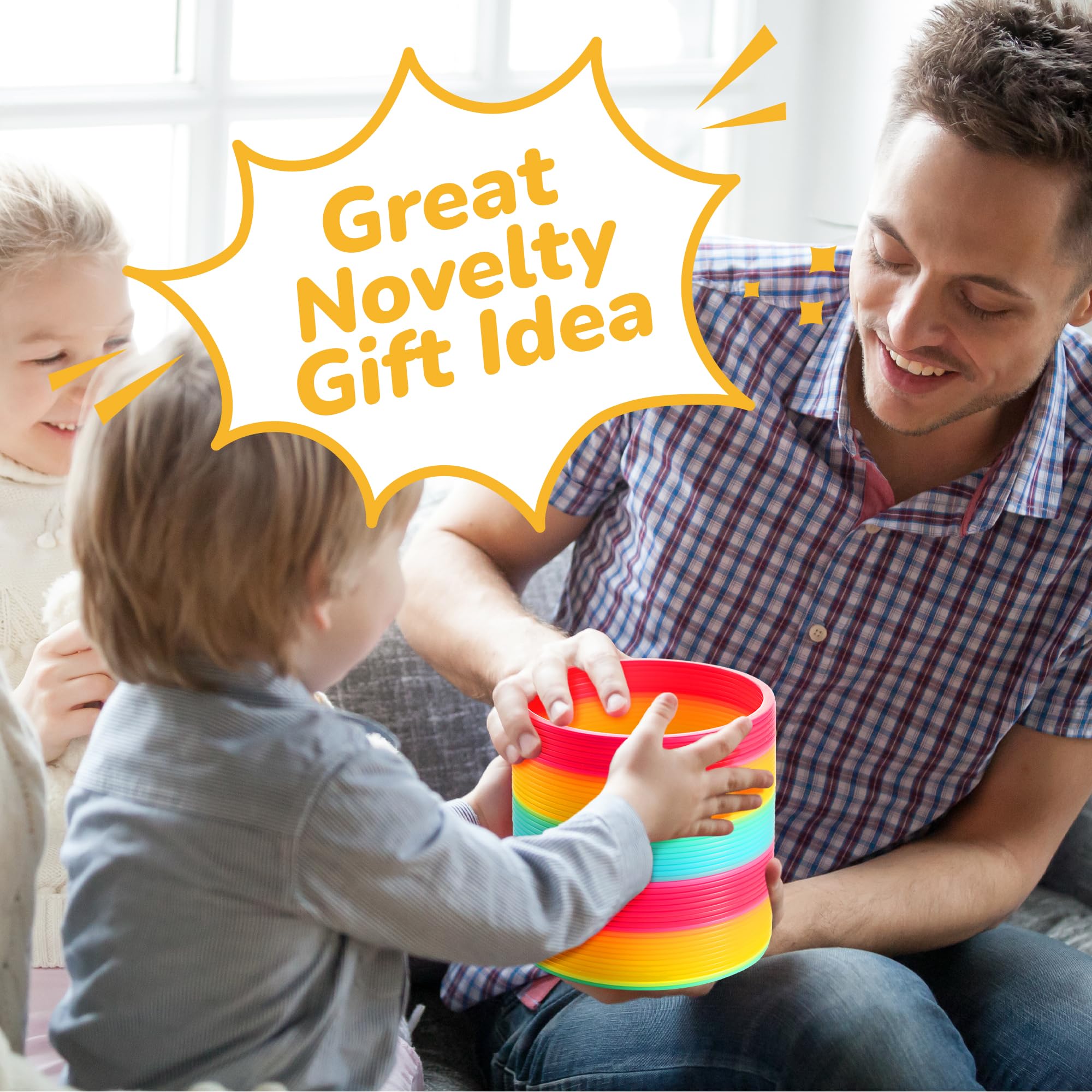 Jumbo Rainbow Spring Coil Toy - (4-Pack) 6" Plastic Giant Spring Coil for Kids, Big Spring Toys for Boys and Girls, Neon Colorful Rainbow Coil Spring for Party Favor, Great for Prizes, Gifts, Birthday