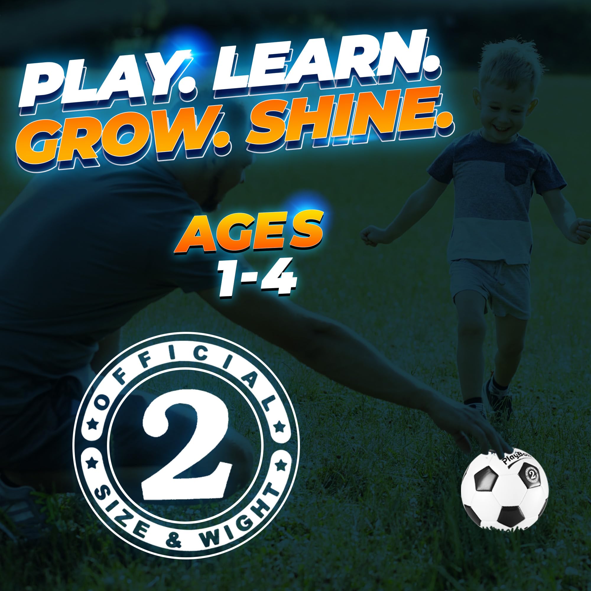 PlayBolt Soccer Ball Size 2 - Official Size Soccer Balls with Pump in Classic Black and White for Kids Youth & Adult Sports, Indoor & Outdoor (Pack of 1)