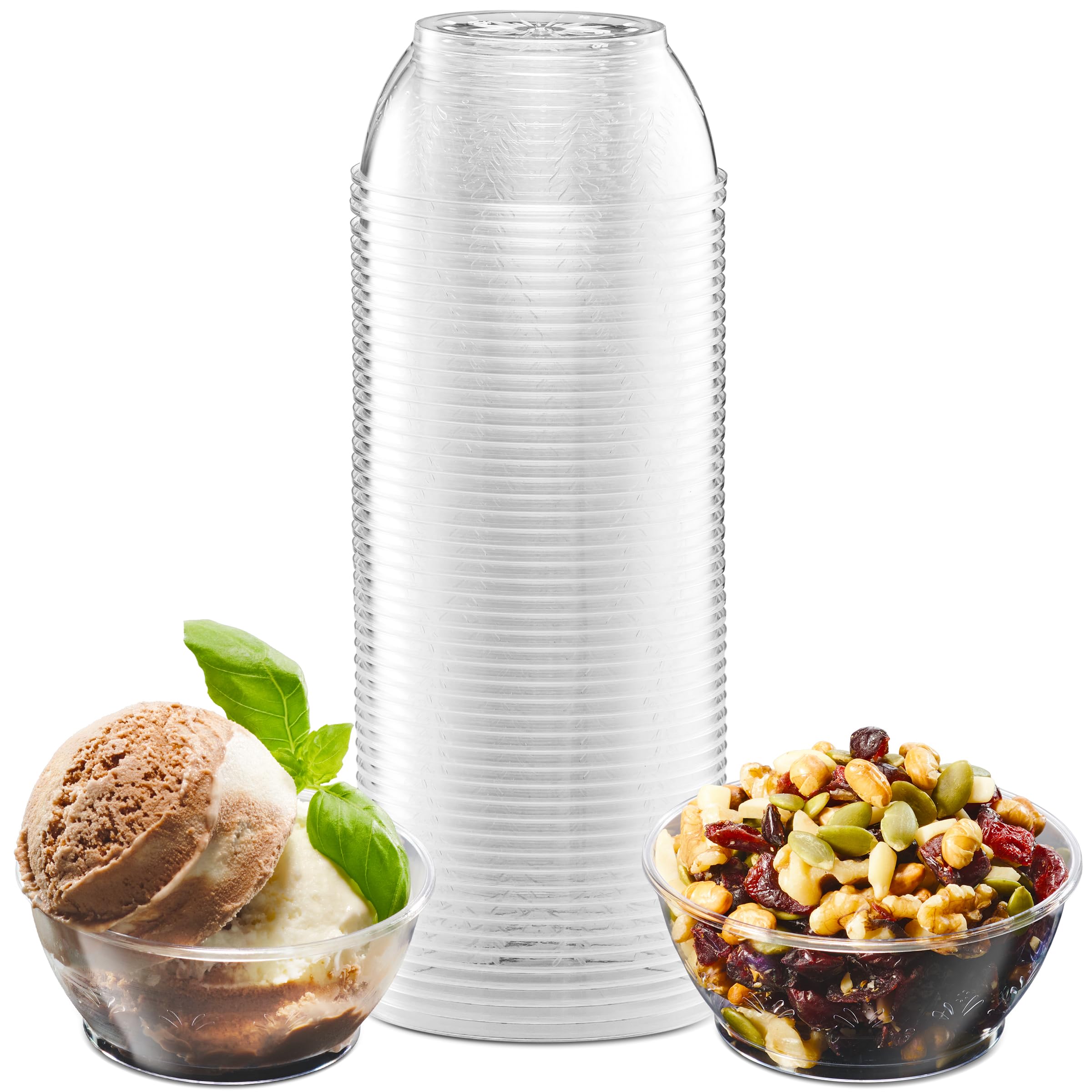 Clear Mini Plastic Bowls - 6 Oz Disposable Premium Hard Plastic Dessert Bowls for Serving, Weddings, Catering, Parties, Ice Cream, Salsa Home or Event Party Supplies