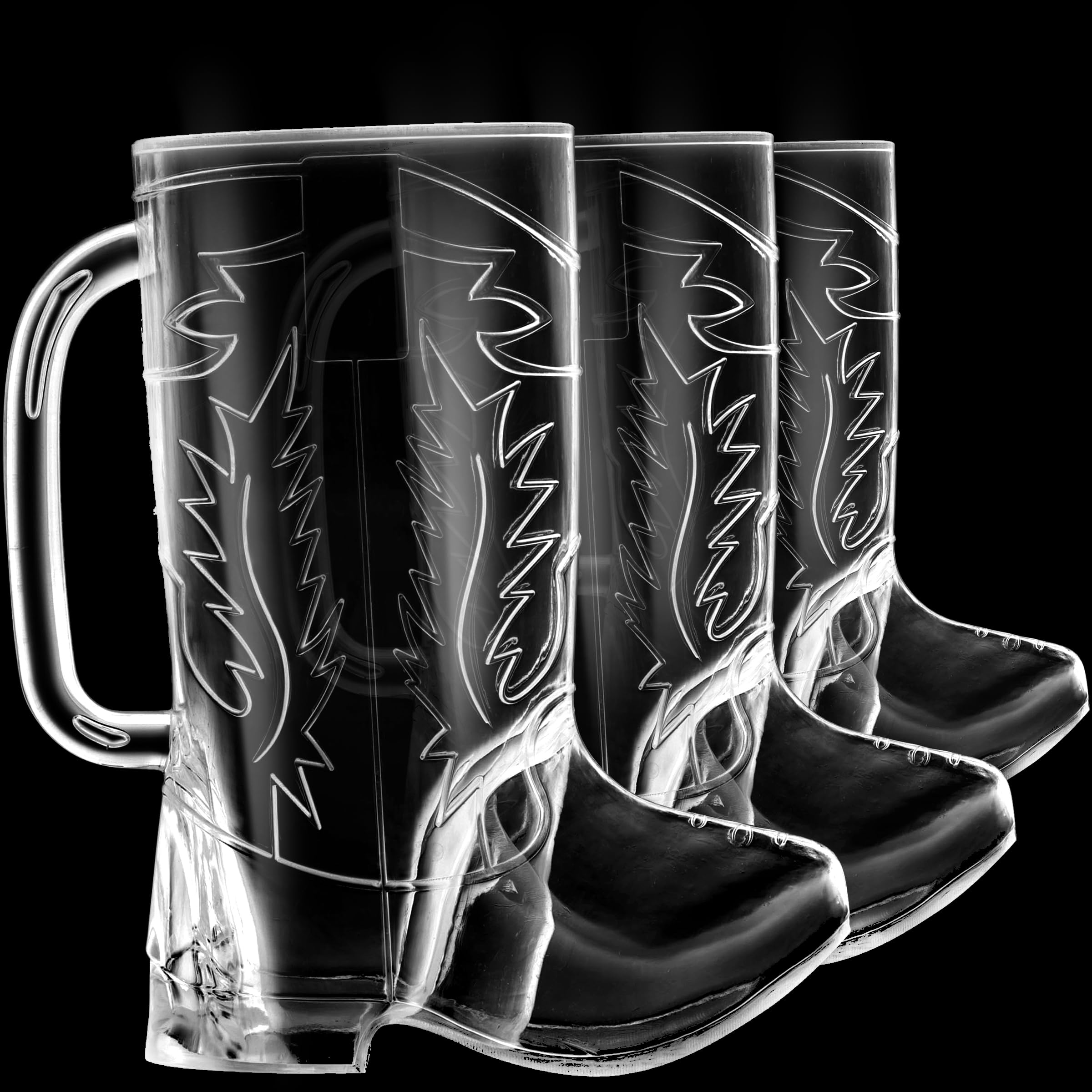 JoyServe Cowboy Boot Cups - 17oz Cowboy and Cowgirl Drink Mugs, Reusable BPA-Free Plastic Mug with Handle for Western Themed Rodeo Birthday Party Decorations and Supplies