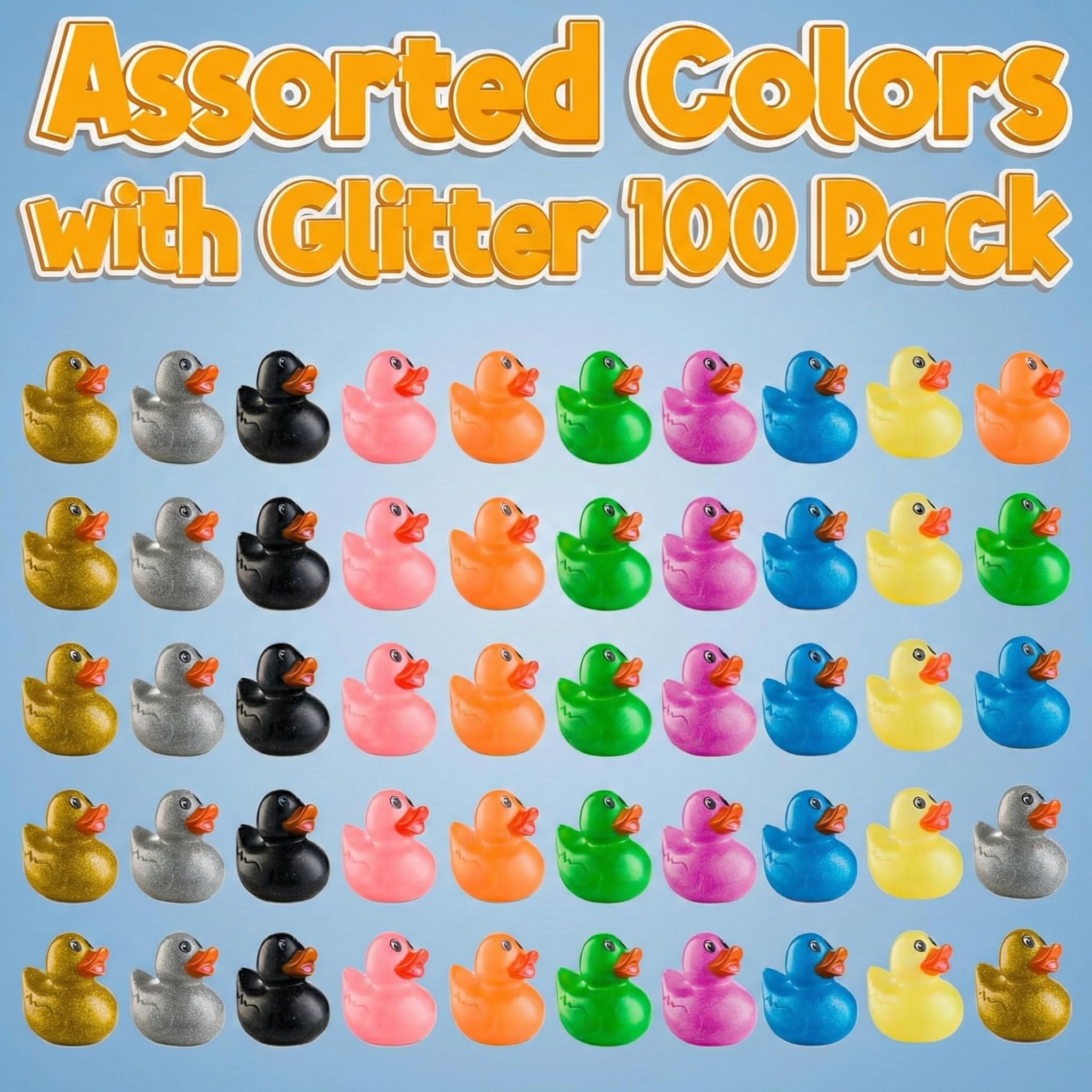 Bedwina Glitter Rubber Ducks in Bulk, Jeep Ducks for Ducking and Cruise Gifts, Kids Bath Toys, Mini Floating Rubber Duckies - Party Favors, Bulk Toys for Kids, Pool, Birthday, Decor - 100 Count