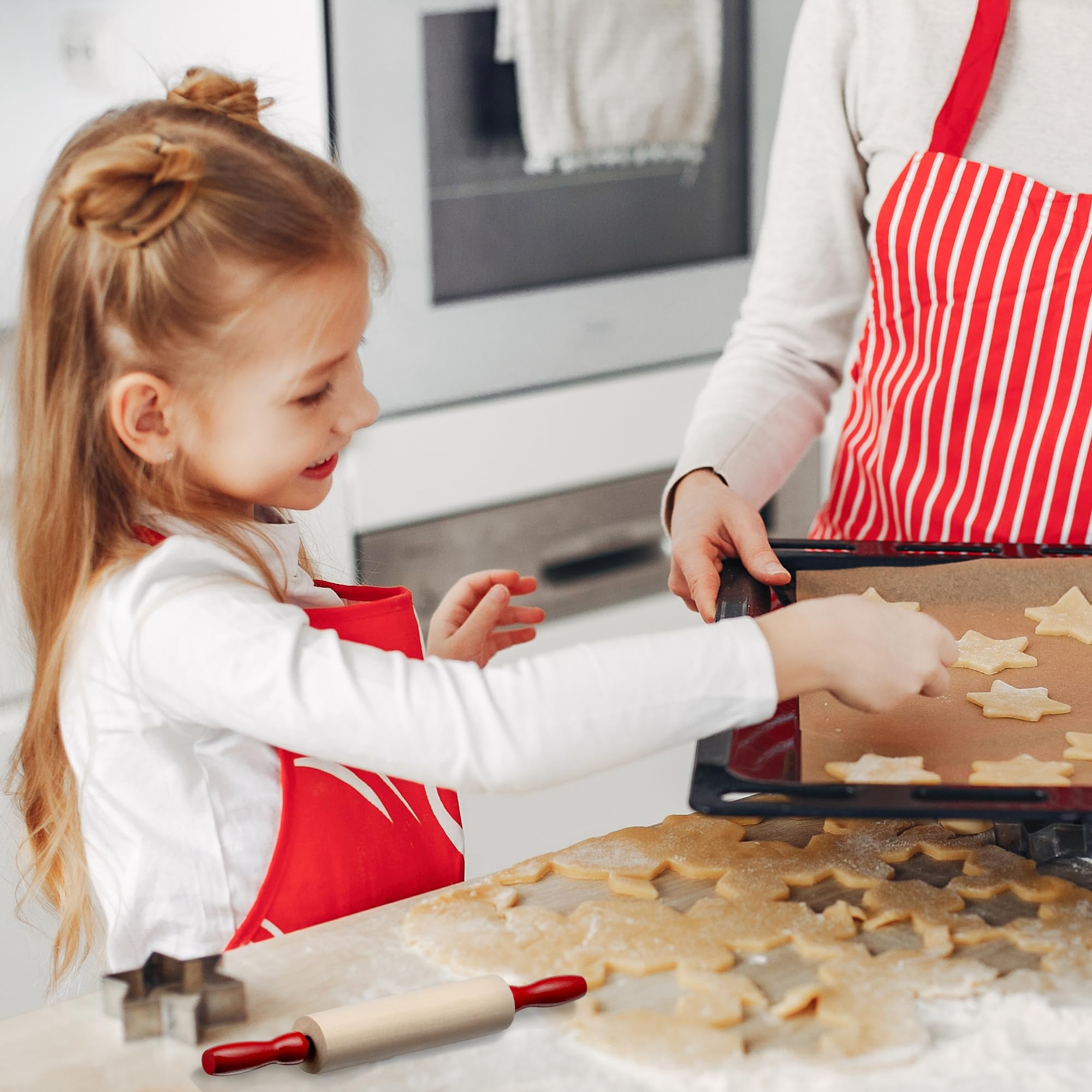 Mini Rolling Pin 7.5 Inch Kids Rolling Pin - (Pack of 6) Set for Play Dough Accessories Small Rolling Pin For Dough - Wood Kids Rolling Pins with Handles for Foods, Accessories
