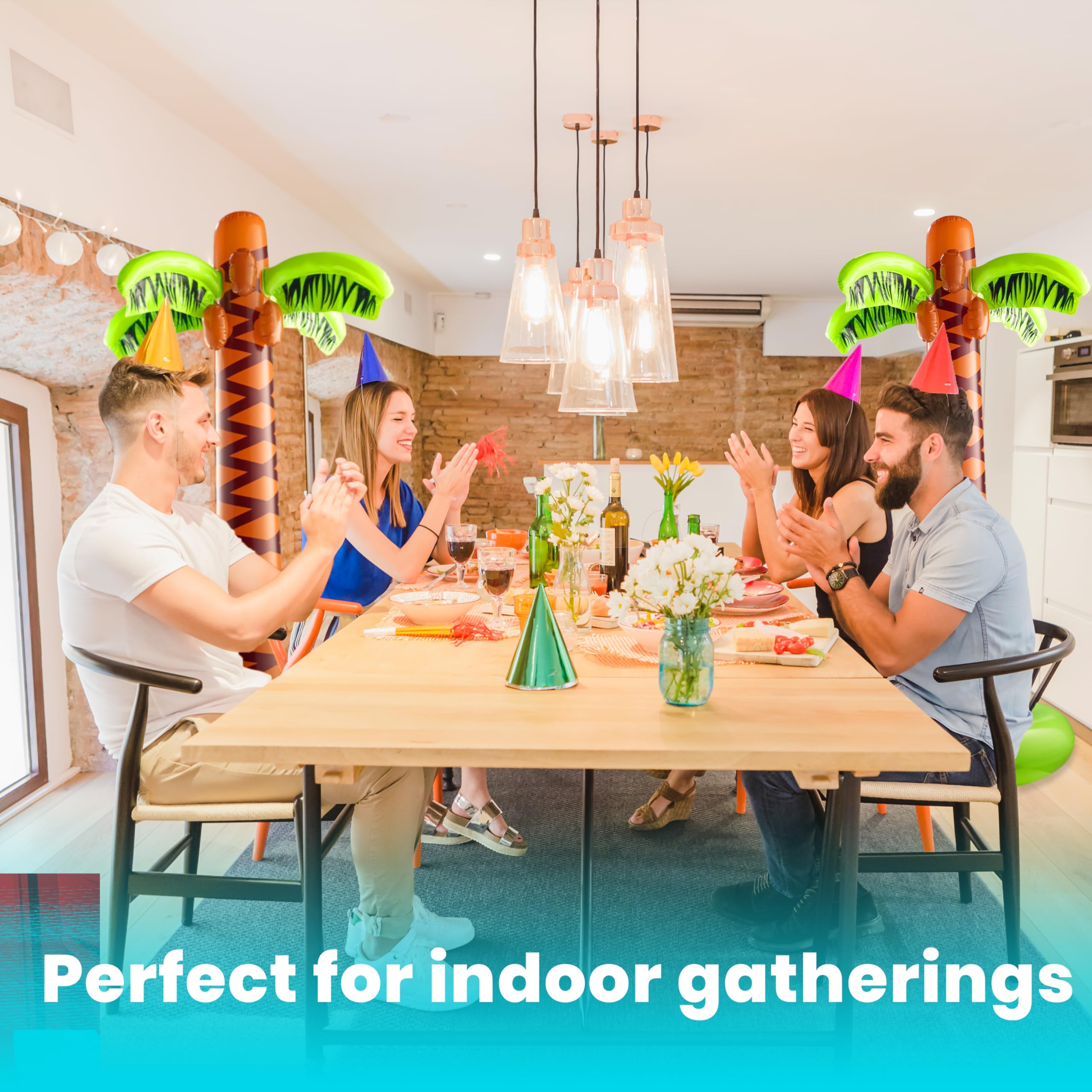 Inflatable Palm Tree with Hand Pump - Large 5.5 Ft Blow Up Palm Trees for Hawaiian Themed Tropical Birthday, Summer Beach Backyard Luau Pool Party Decoration or Photo Booth Prop Accessory