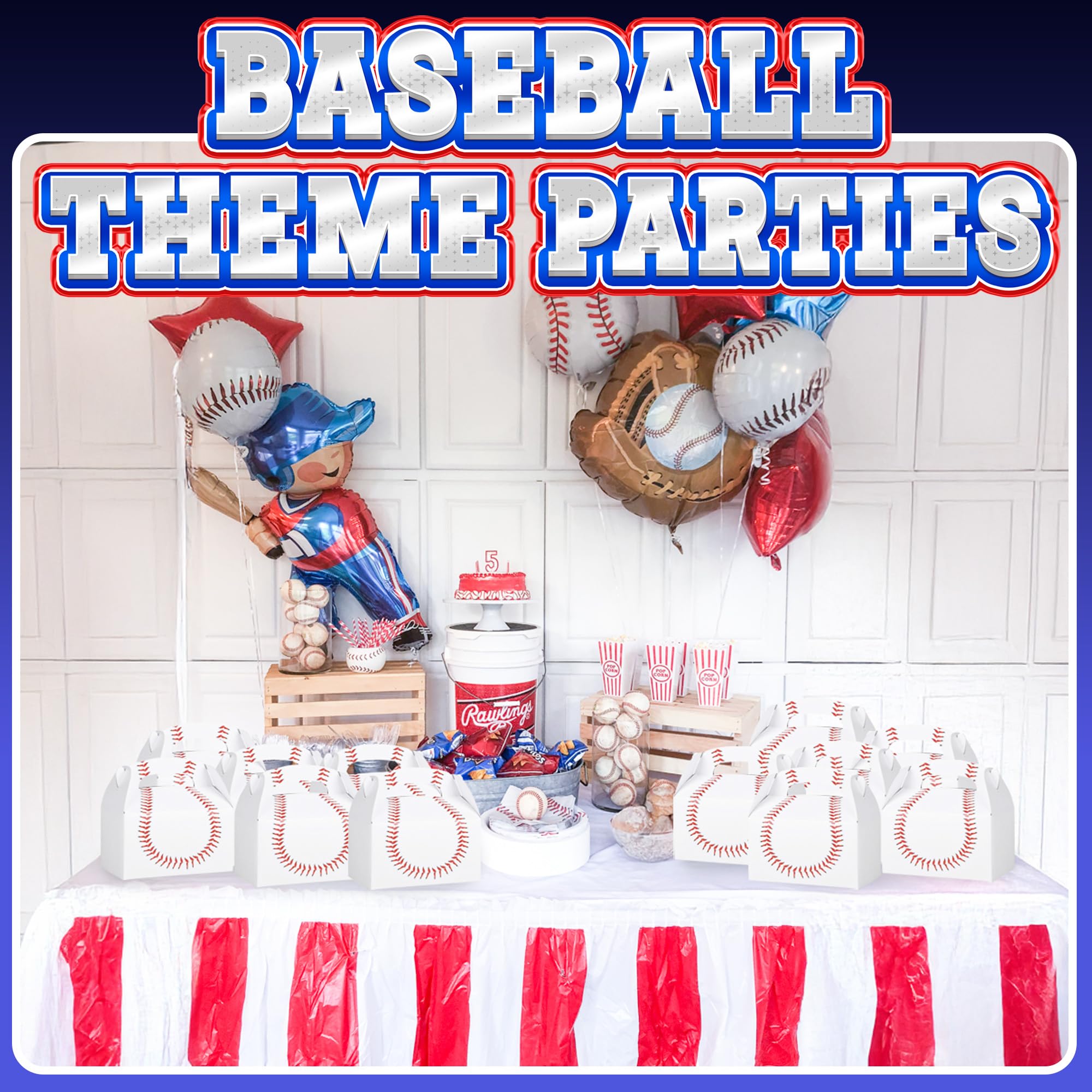 Baseball Treat Boxes for Party Favors and Snacks - (Pack of 12) Bulk Team Snack Treat Boxes for Baseball Goodie Bags Favors and Themed Birthday Party Gift Supplies for Kids