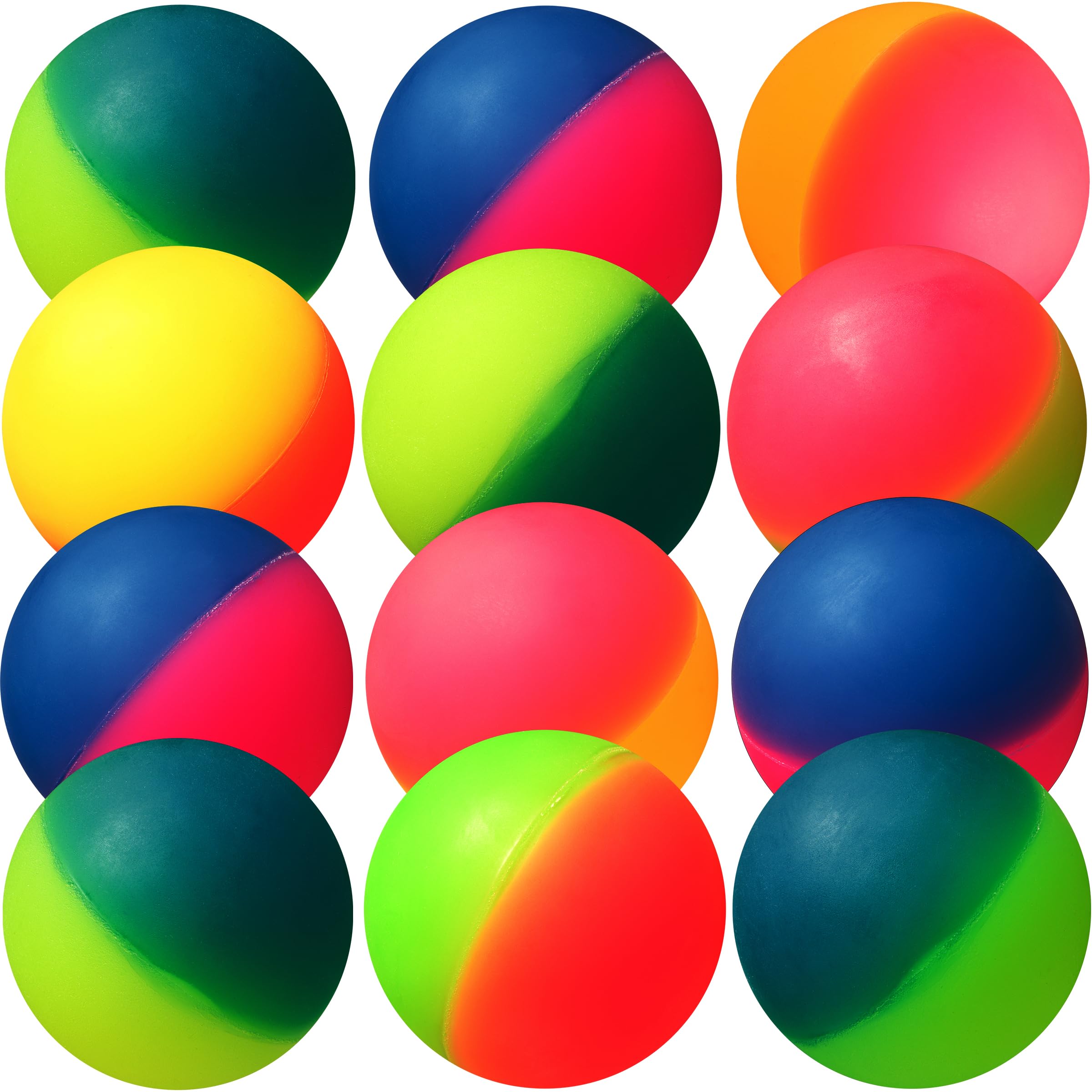 Bedwina Jumbo Super Bouncy Balls - (Pack of 12) 2.35 Inch Balls for Kids in Bright Assorted Multi Colors for Birthday Party Favors and Carnival Prizes in Bulk