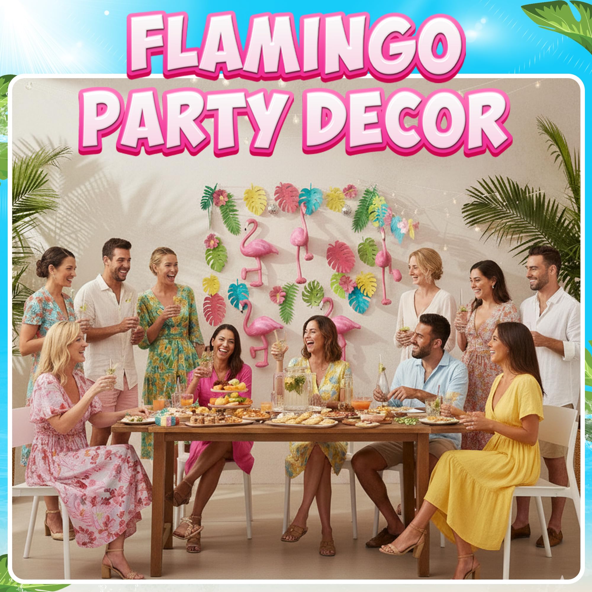 Inflatable Pink Flamingo Party Decorations - (3 Pack) 28" Large Blow-Up Flamingos, Realistic Animal Design, Summer Hawaiian Luau, BBQ, Birthday Party Decor, Pool Float Toys Indoor & Outdoor