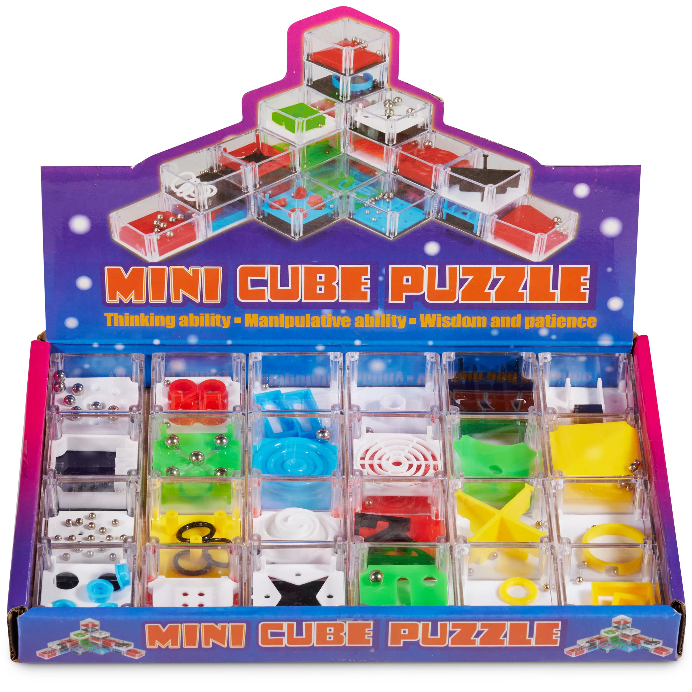 Bedwina Mini Cube Puzzle Box Set - Balance IQ Party Favor Games for Kids, Teens, Adults, 1.5 Inch Mini Games for Kids 3D Brain Teaser Maze