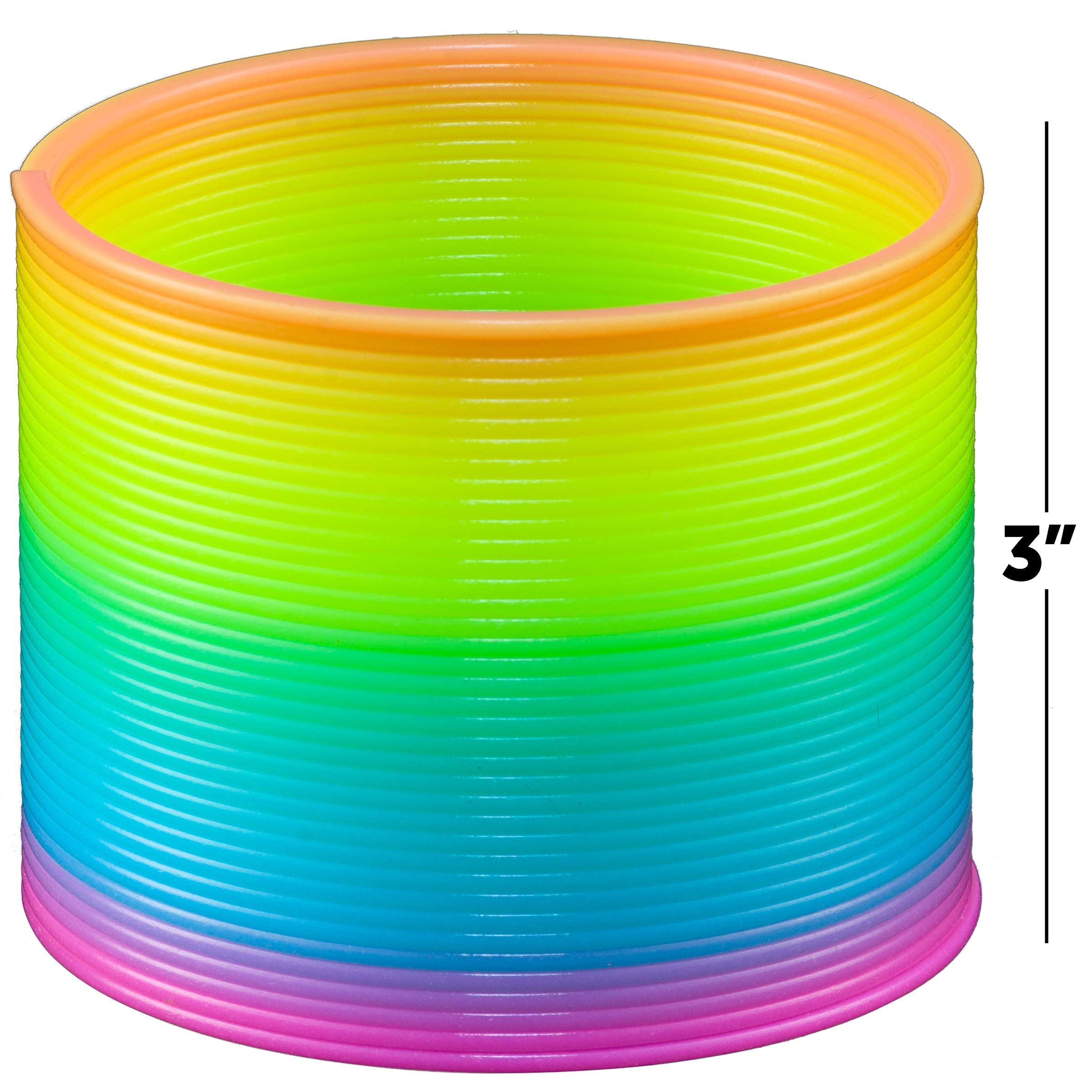 Bedwina 3" Glow in The Dark Coil Spring Toy [4 Pack] - Colorful Neon Rainbow Magic Toys for Girls or Boys, Plastic Coils for Fun Birthday Gift Ideas, Game Prizes and Party Favors for Kids