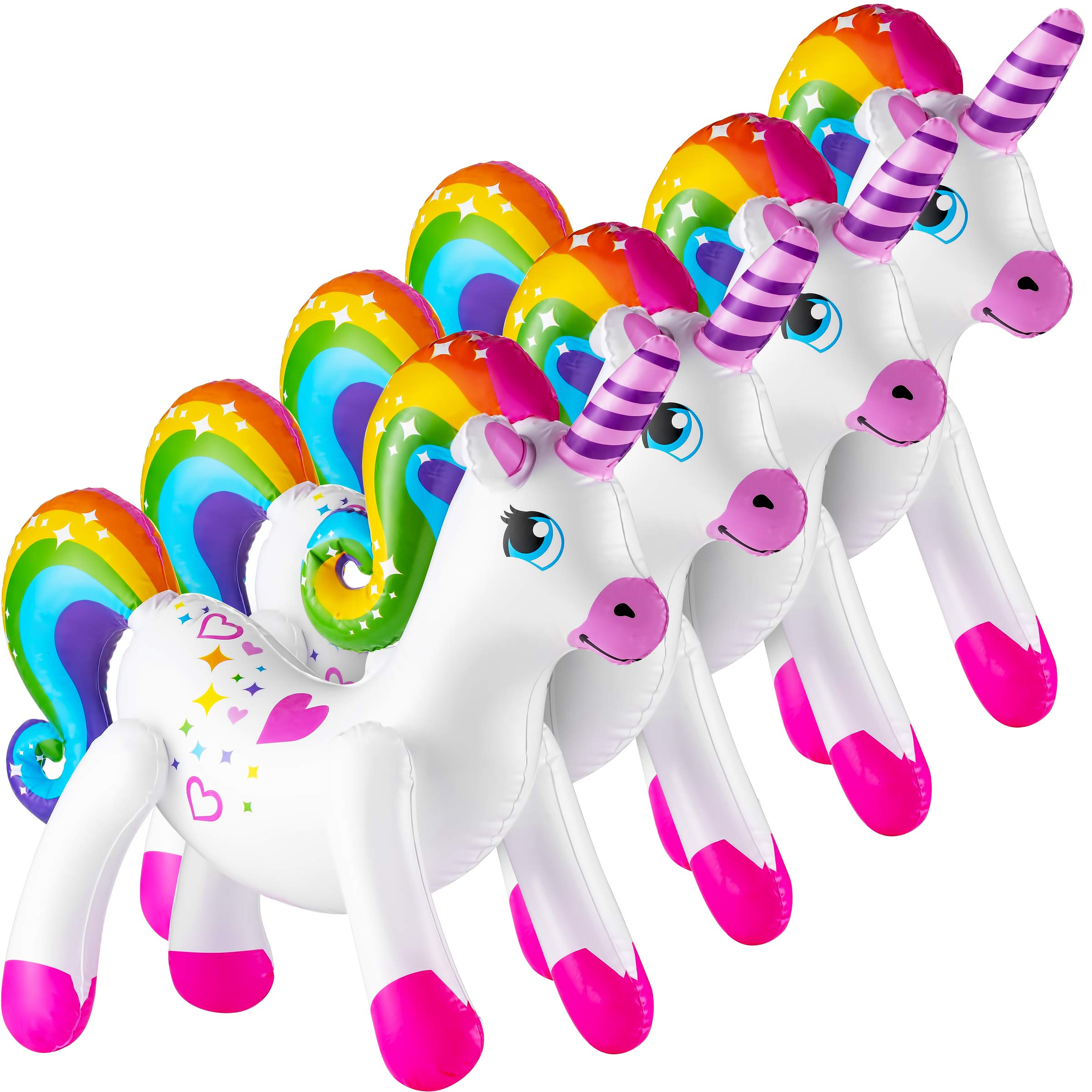 Inflatable Unicorn - (Pack of 4) 24 Inch - Large Blow-up Rainbow Unicorns for Unicorn Themed Birthday Party Decor, Pool Fun, and Party Decoration Supplies by Bedwina
