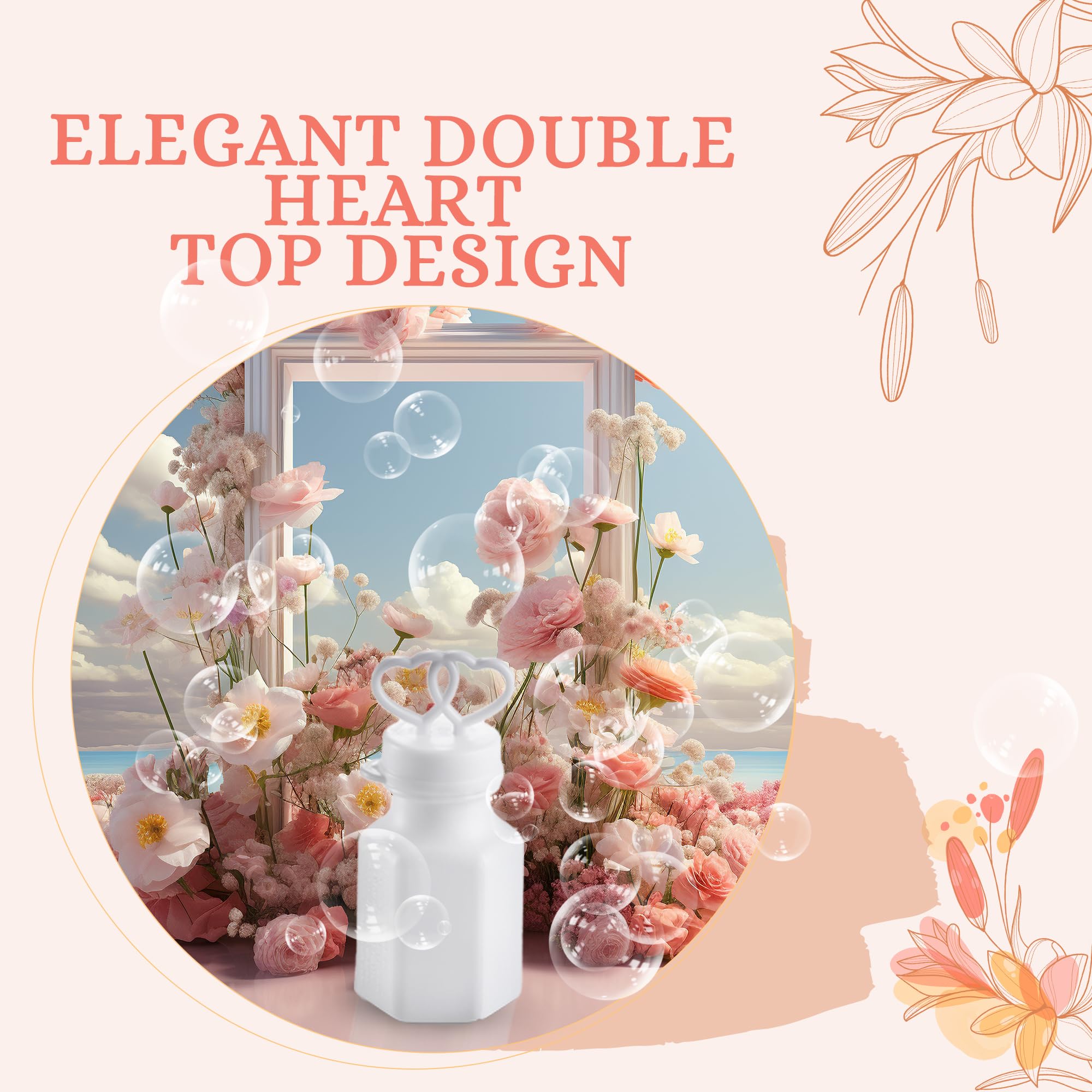 Wedding Bubbles with Wands - Bulk Mini Double Heart Top Bubbles for Wedding Send Off, Bridal Party Favors, Engagement, Anniversary Celebrations, Toy Gifts for Kids, Boys or Girls