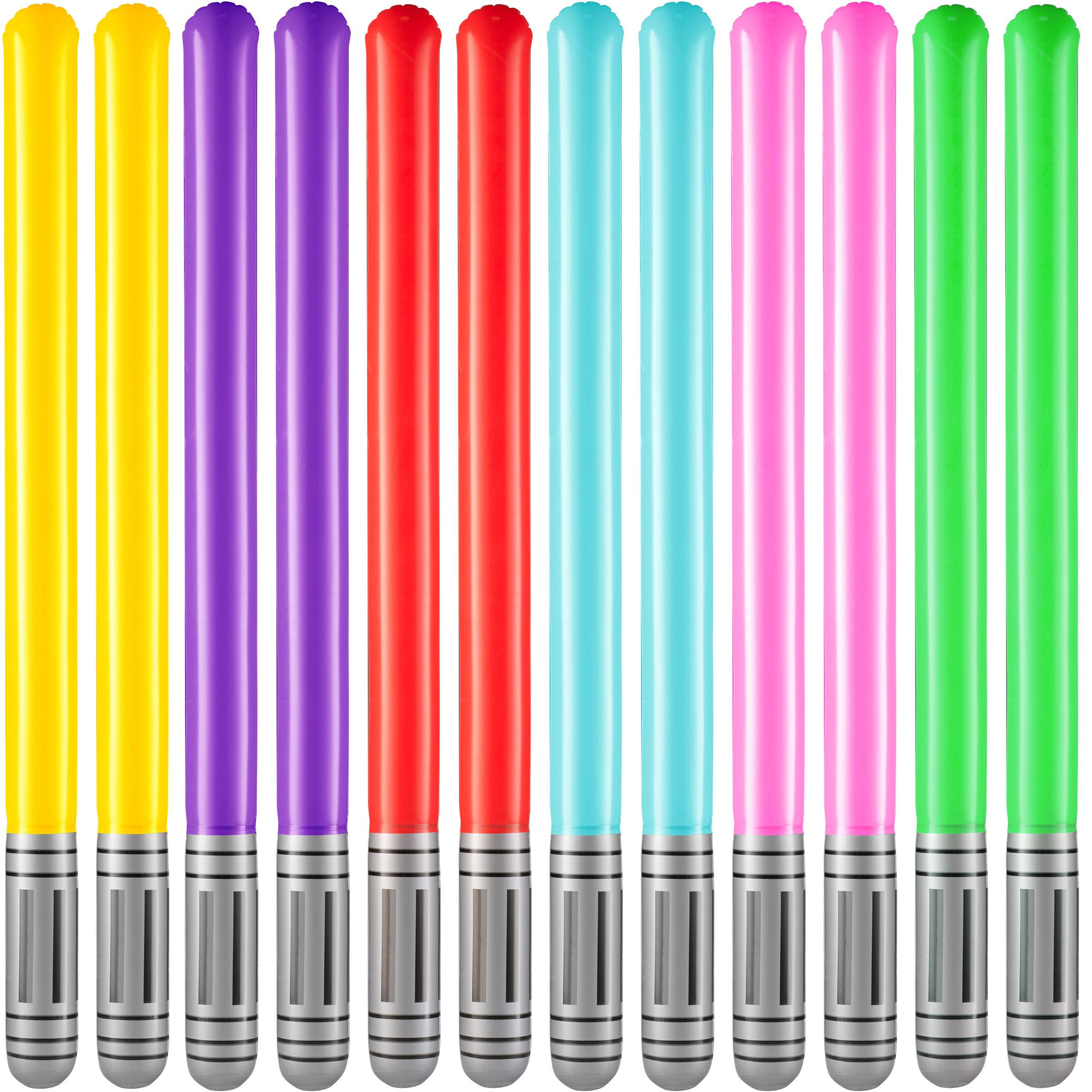 Bedwina Inflatable Light Sabers for Kids - (Pack of 12) 35-inch Neon Colors Blow Up Saber Swords, Party Favors, Goodie Bags, Star Galaxy Theme, Photo-Booth Prop, Birthdays, Carnival Toys