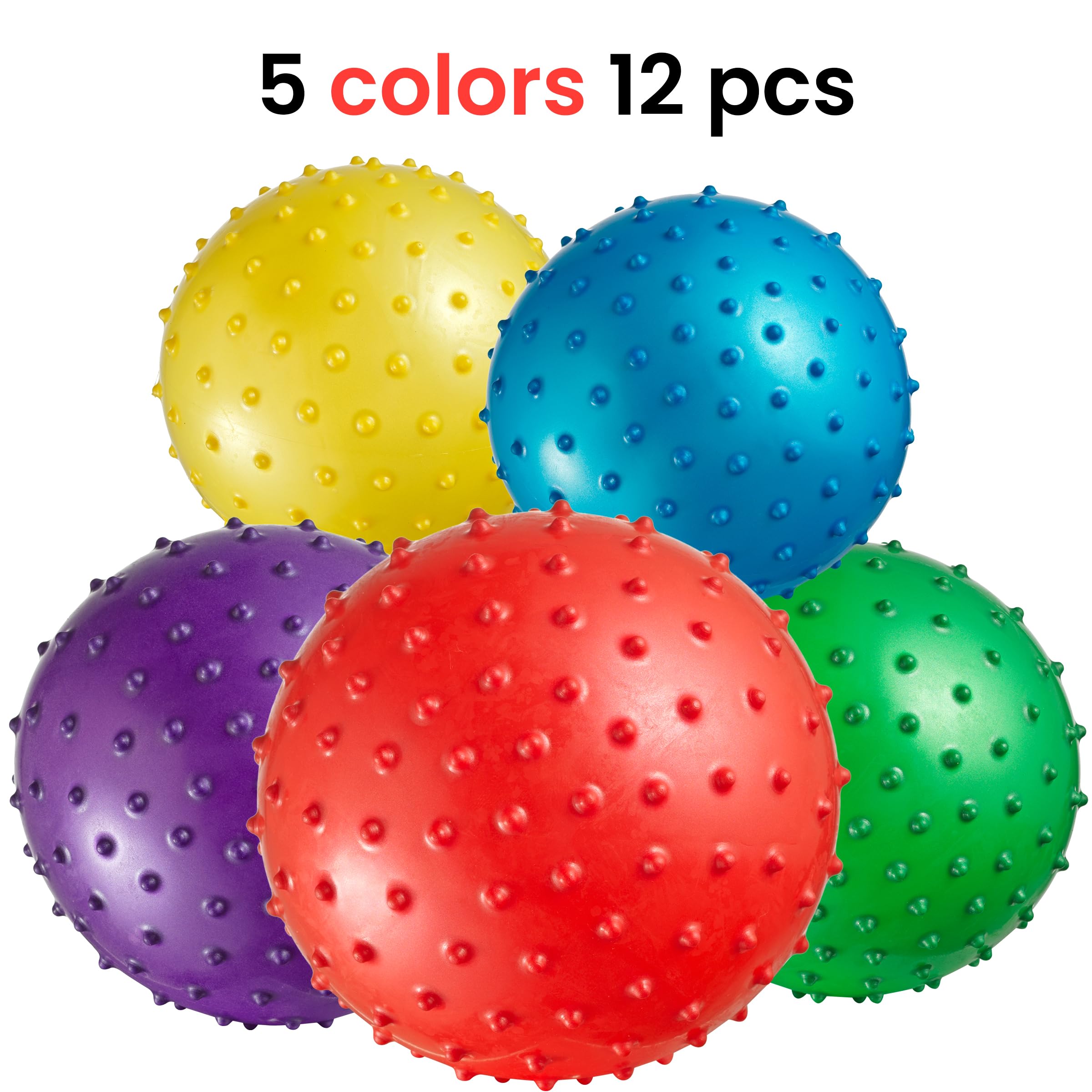 Bedwina Mini Knobby Balls - (Pack of 36) Bulk 5 Inch Sensory Balls and Spiky Massage Stress Balls with Pump, Fun Bouncy Ball Party Favors