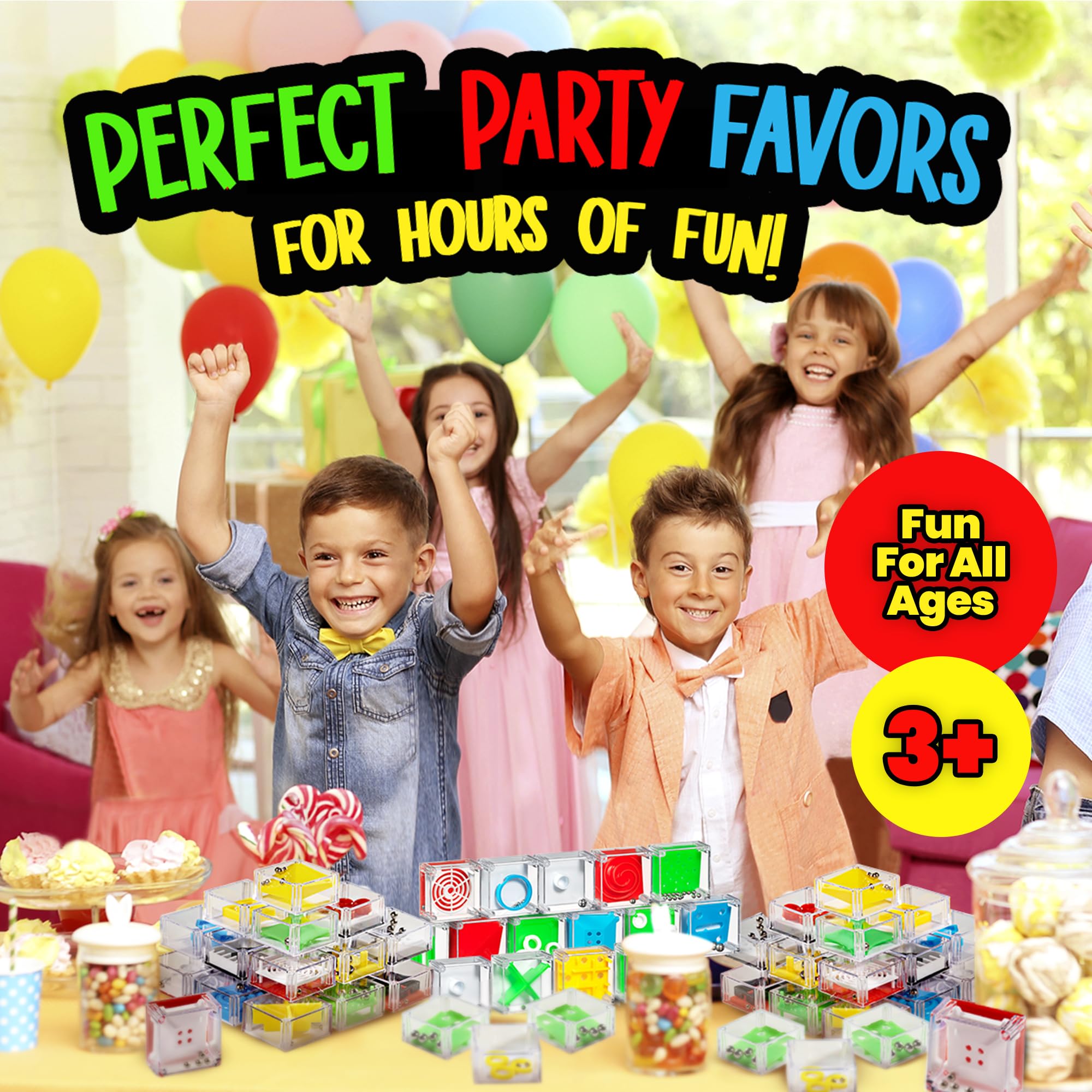 Bedwina Mini Cube Puzzle Box Set - Balance IQ Party Favor Games for Kids, Teens, Adults, 1.5 Inch Mini Games for Kids 3D Brain Teaser Maze