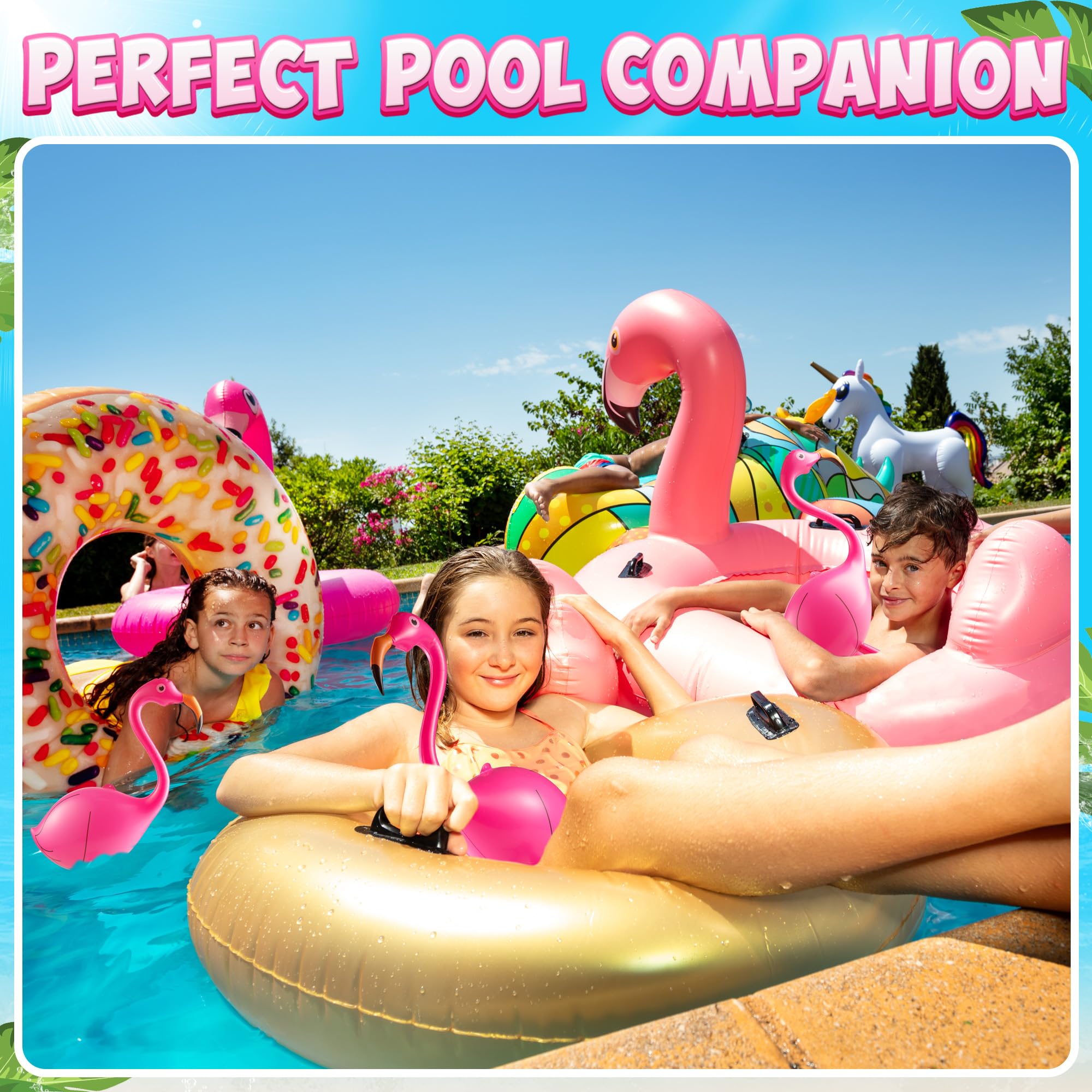 Inflatable Flamingo Party Decorations - (Pack of 3) 28" Tall Large PVC Flamingo Animal Blow-Up Pool Toy for Kids - Summer Outdoor Backyard & Tropical Hawaiian Luau BBQ Party Decor