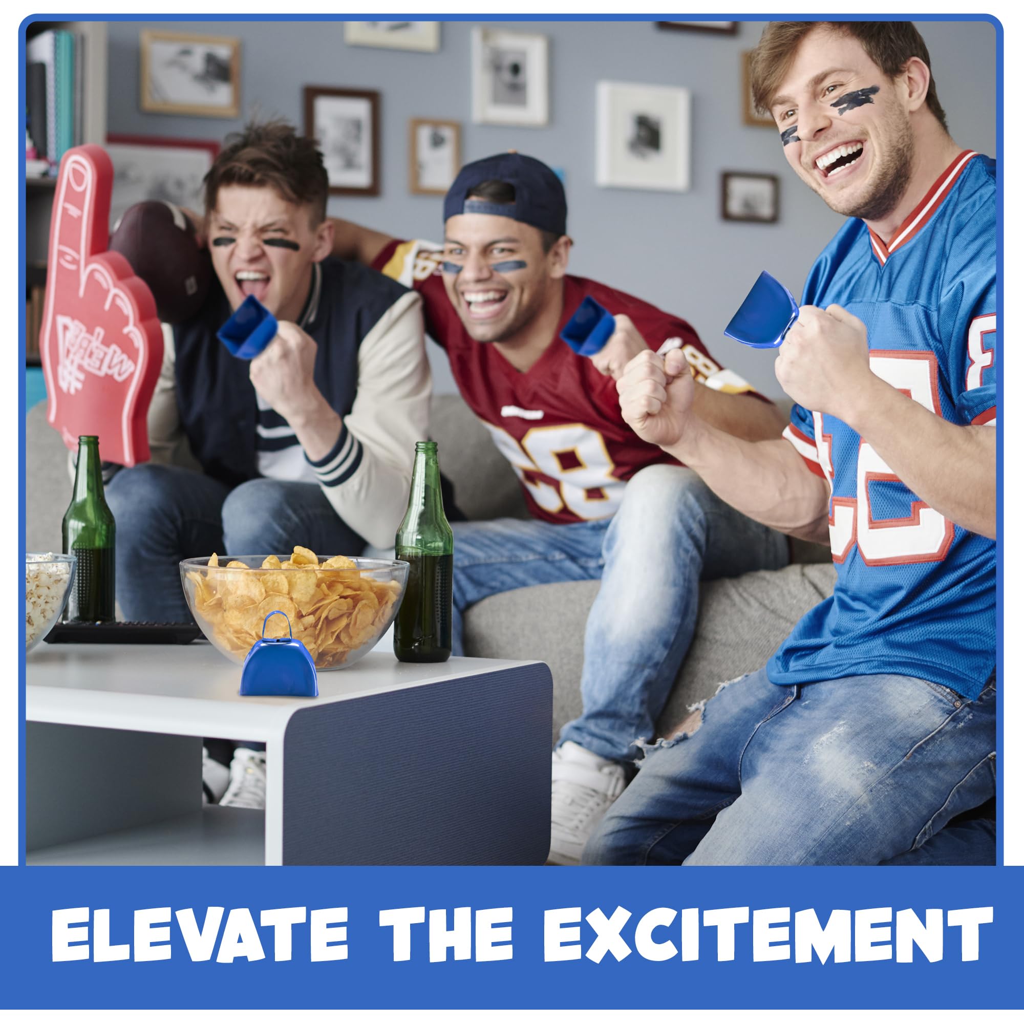 Metal Cowbells - 3 Inch Cow Bells Noise Makers, Loud Call Bell with Handles for Sporting Events, Cheering, Team Spirit, Noisemakers, Weddings, (Pack of 12)