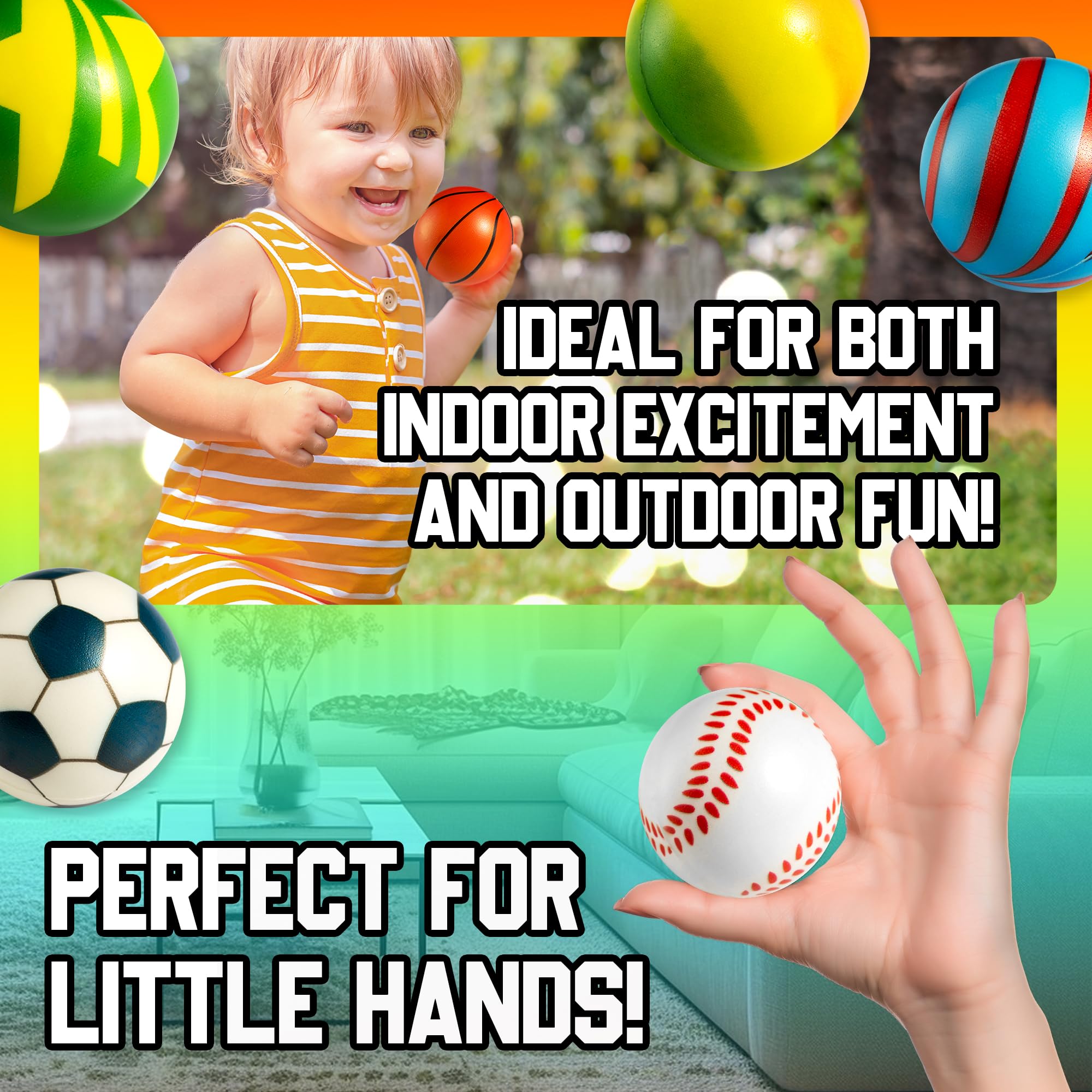 50 Mini Stress Balls for Kids and Adults - Bulk 2 Inch Assorted Soft Stress Relief Balls, Sensory Fidget Toys, Party Favors, Birthday Gifts, Goodie Bags and Stocking Stuffers for Kids