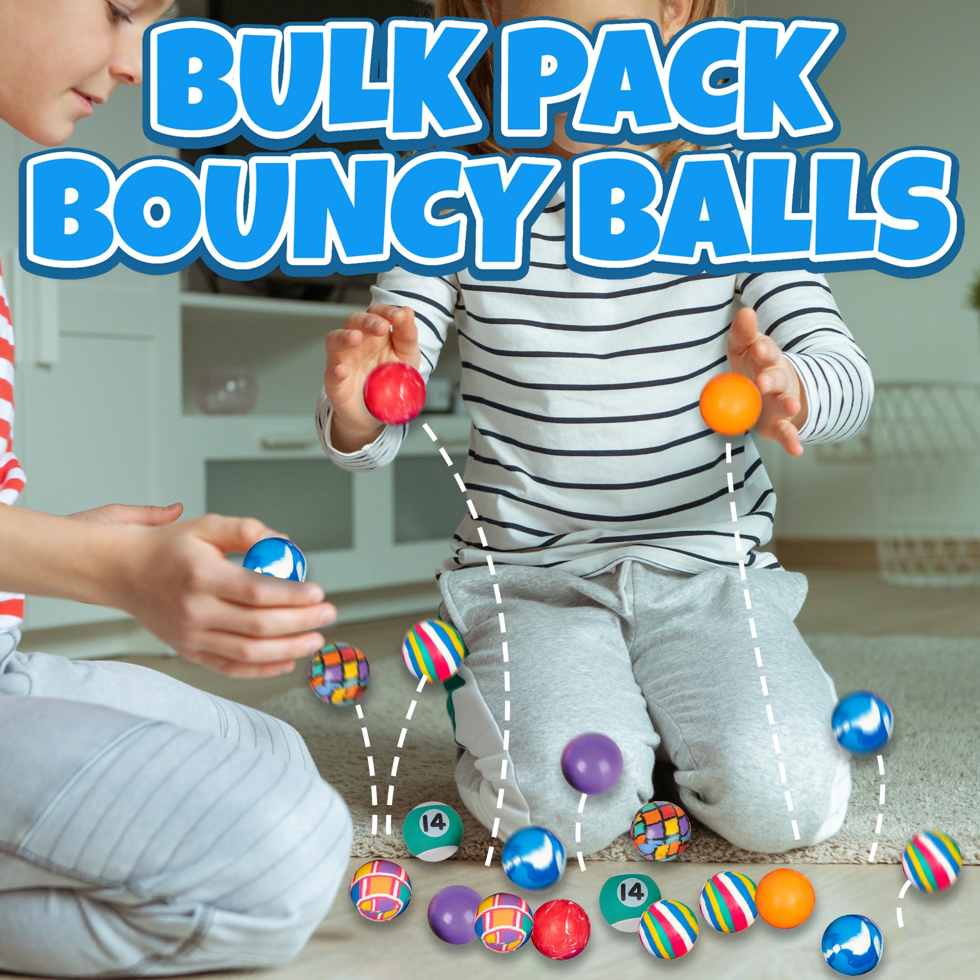 Bedwina Bouncy Balls in Bulk - (1inch/27mm) Hi Bounce Ball Variety Assortment Mix, Colorful and Small Rubber Bouncing Balls for Kids, Pack of 180