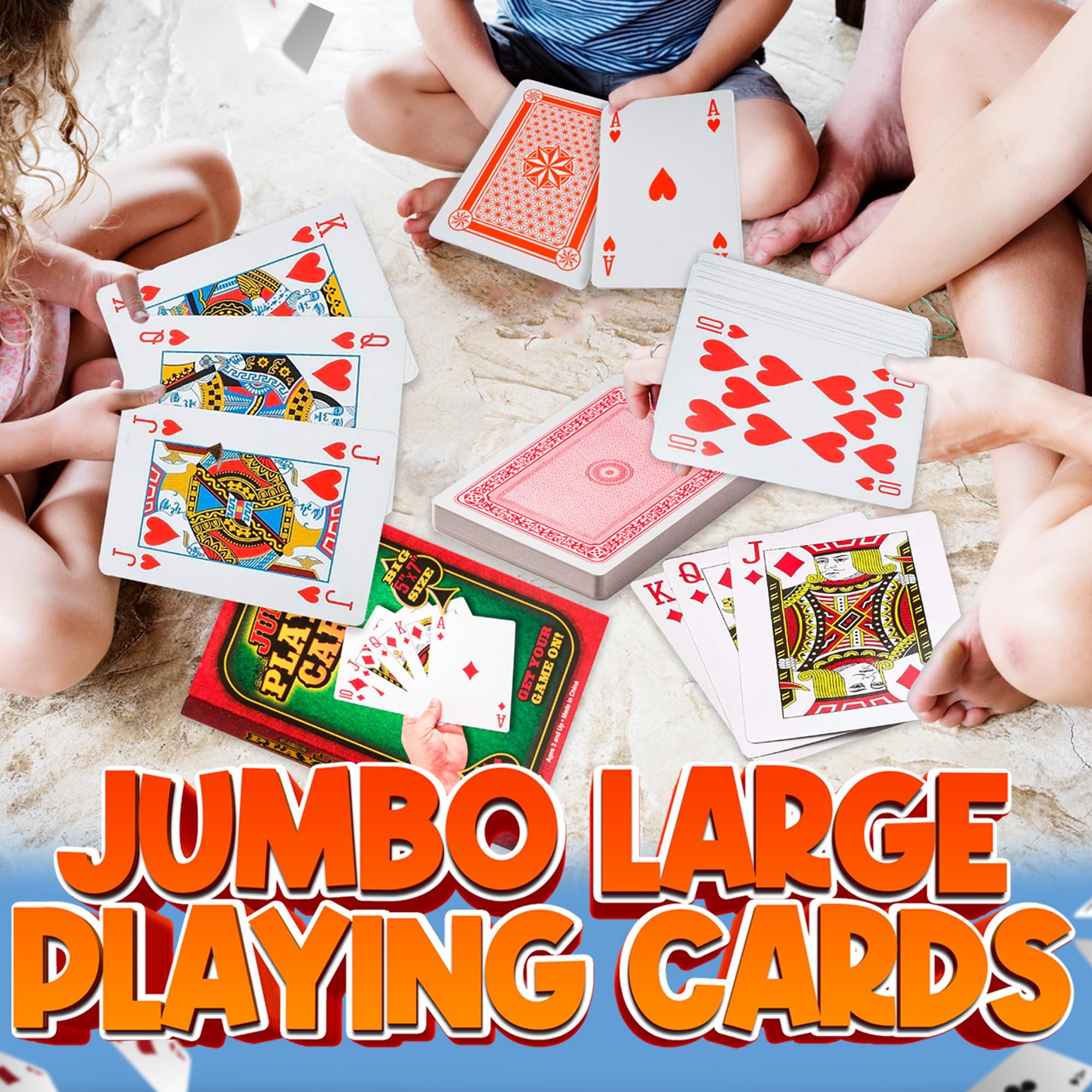 Jumbo Large Playing Cards - Big 5 x 7 Inch Giant Deck of Huge Poker Playing Cards for Casino Theme Party Decorations Game Night and Magic Supplies