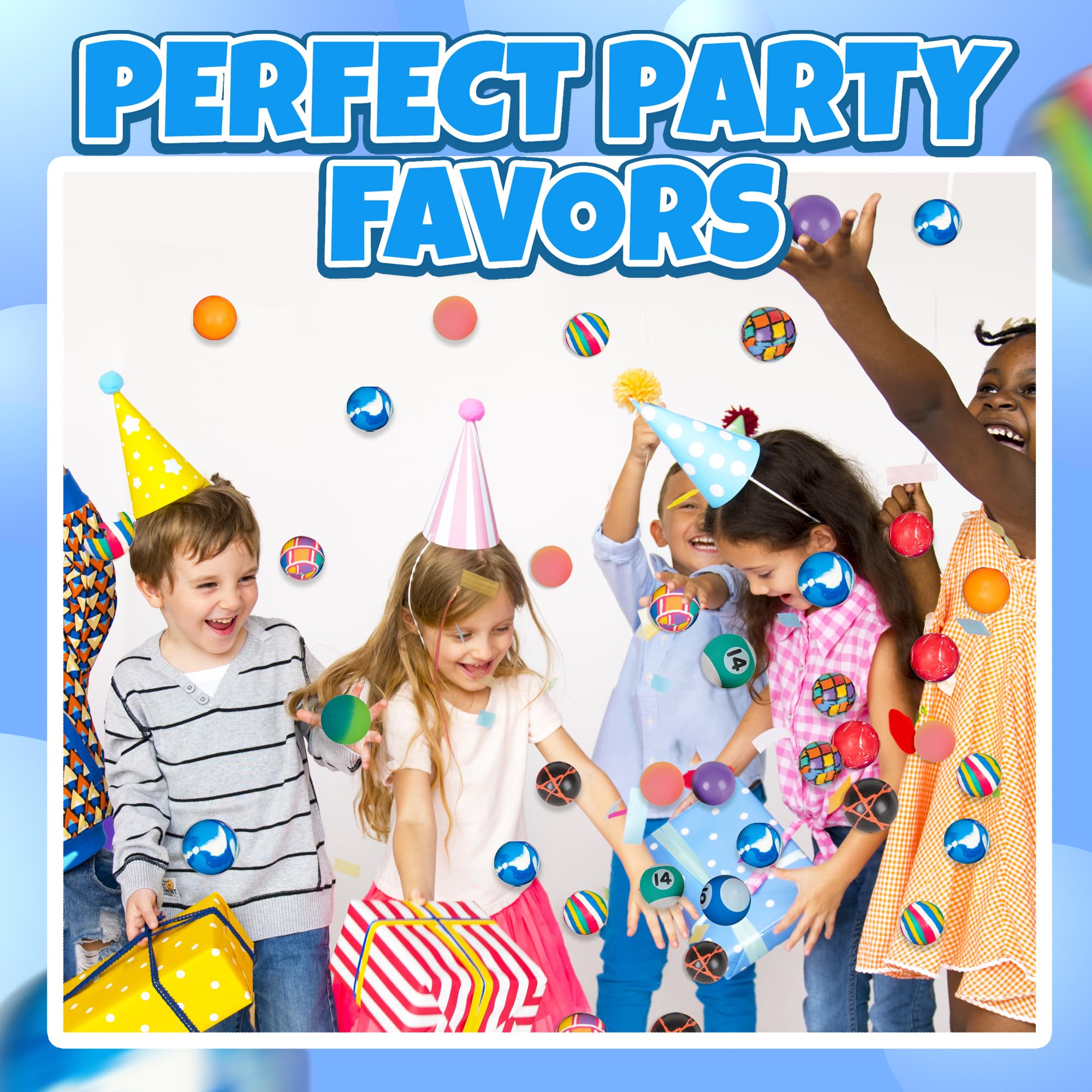 Bedwina Bouncy Balls Bulk Case - 1-Inch (27mm) High Bounce Rubber Balls, Assorted Colors Bouncing Balls for Kids Party Favors, Prizes, Treasure Boxes, Carnival Games & Vending Machines, 250-Count