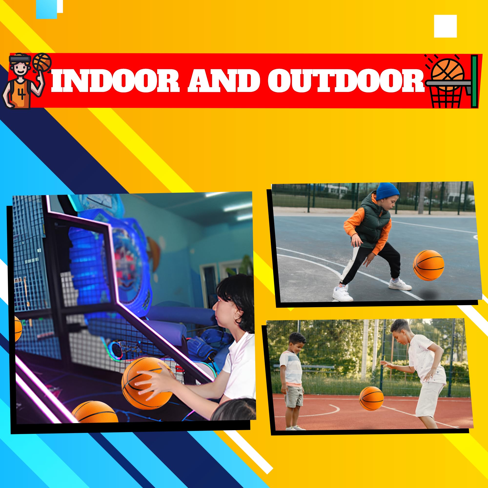 Bedwina Mini Basketball - 7 Inch, Size 3 - Mini Hoop Outdoor & Indoor Set, Perfect for Pool Parties & Kids Arcade Games