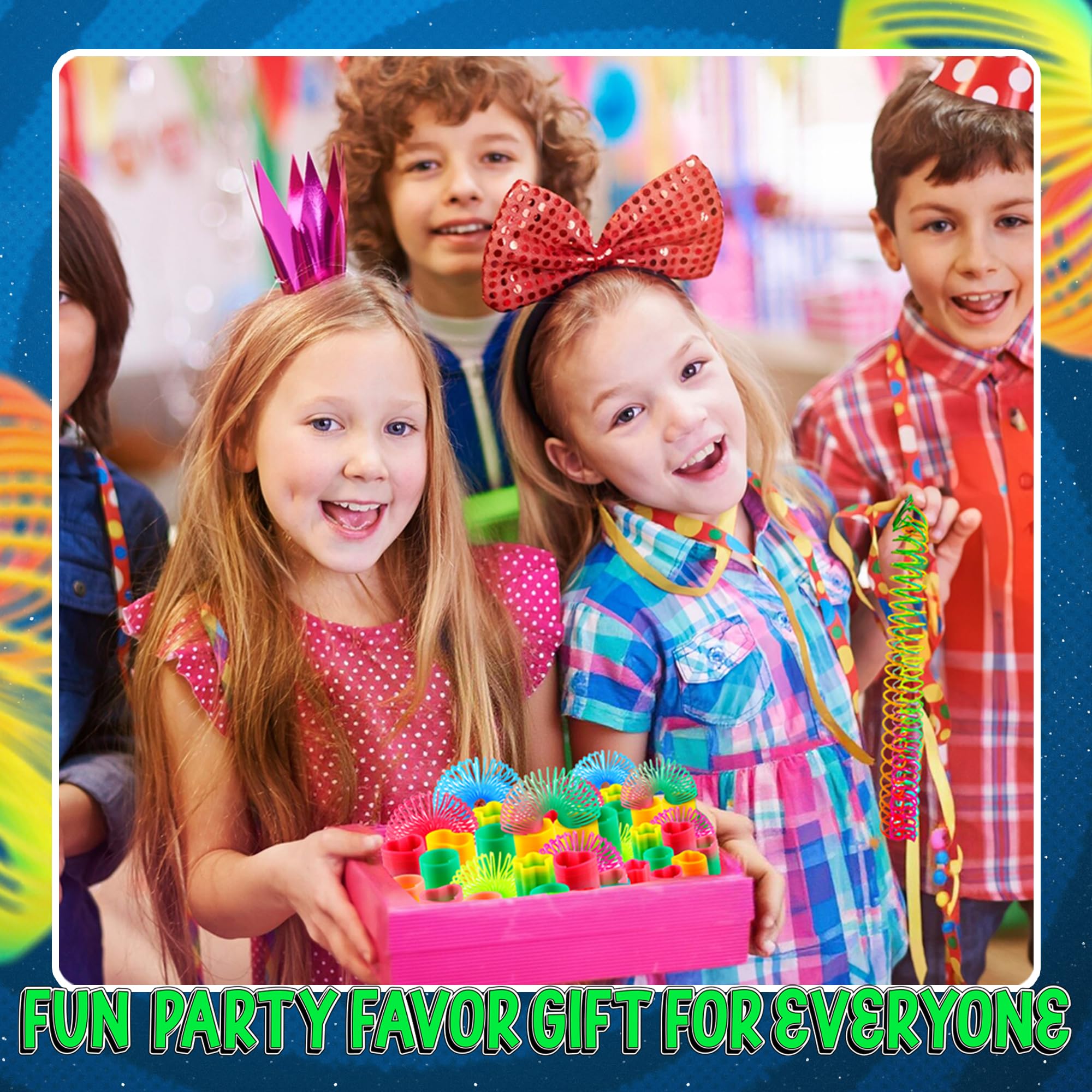 Bedwina Rainbow Spring Toy Assortment - (Pack of 30) Mini Plastic Coil Spring Toy - Bright Colors and Shapes, Goody Bag Filler, Party Prizes and Stocking Stuffers for Kids