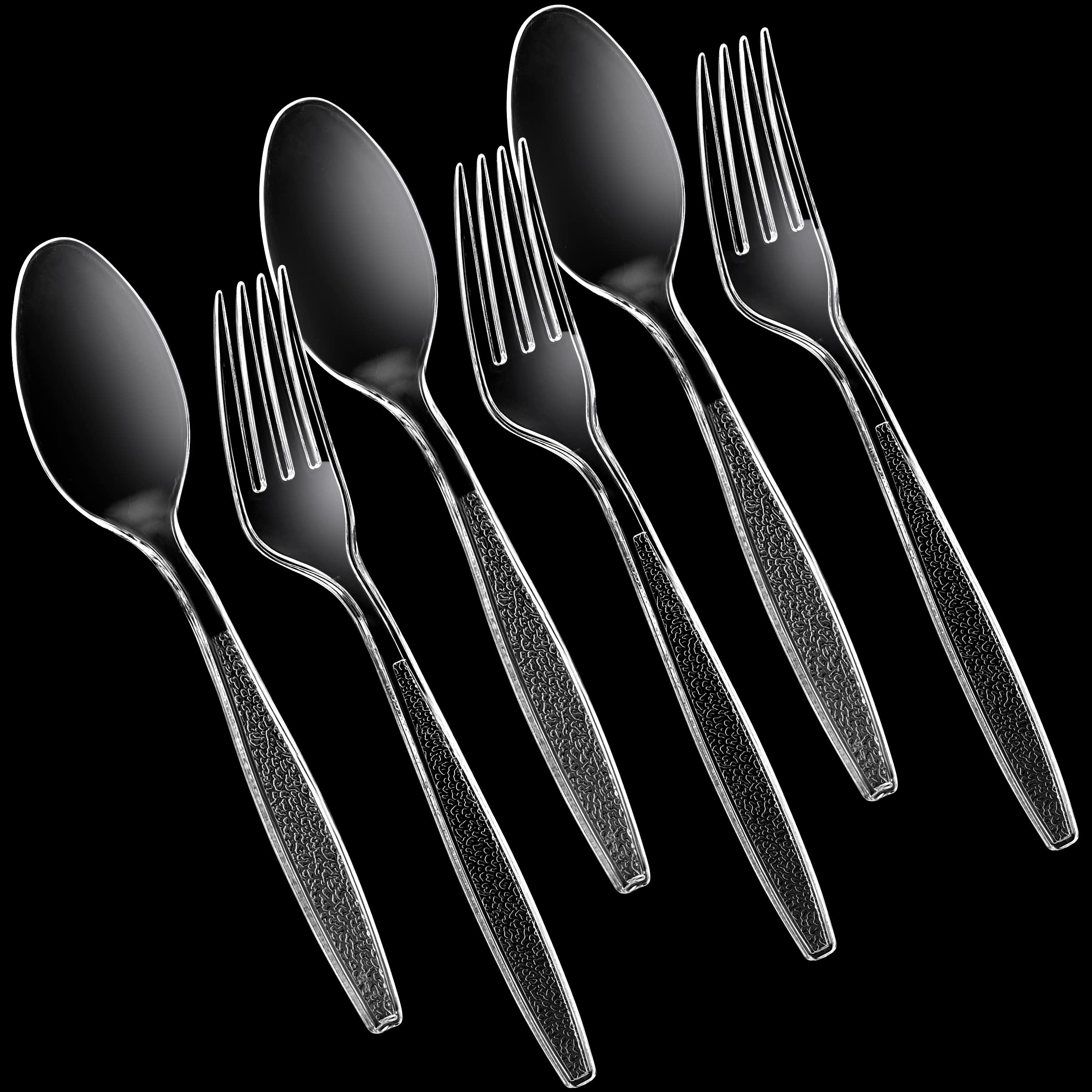 Clear Plastic Cutlery Set - Disposable Plastic Utensils Heavy Duty, Silverware Sets for Party Supplies, Dinners, Take-Out, Catering, Food Services