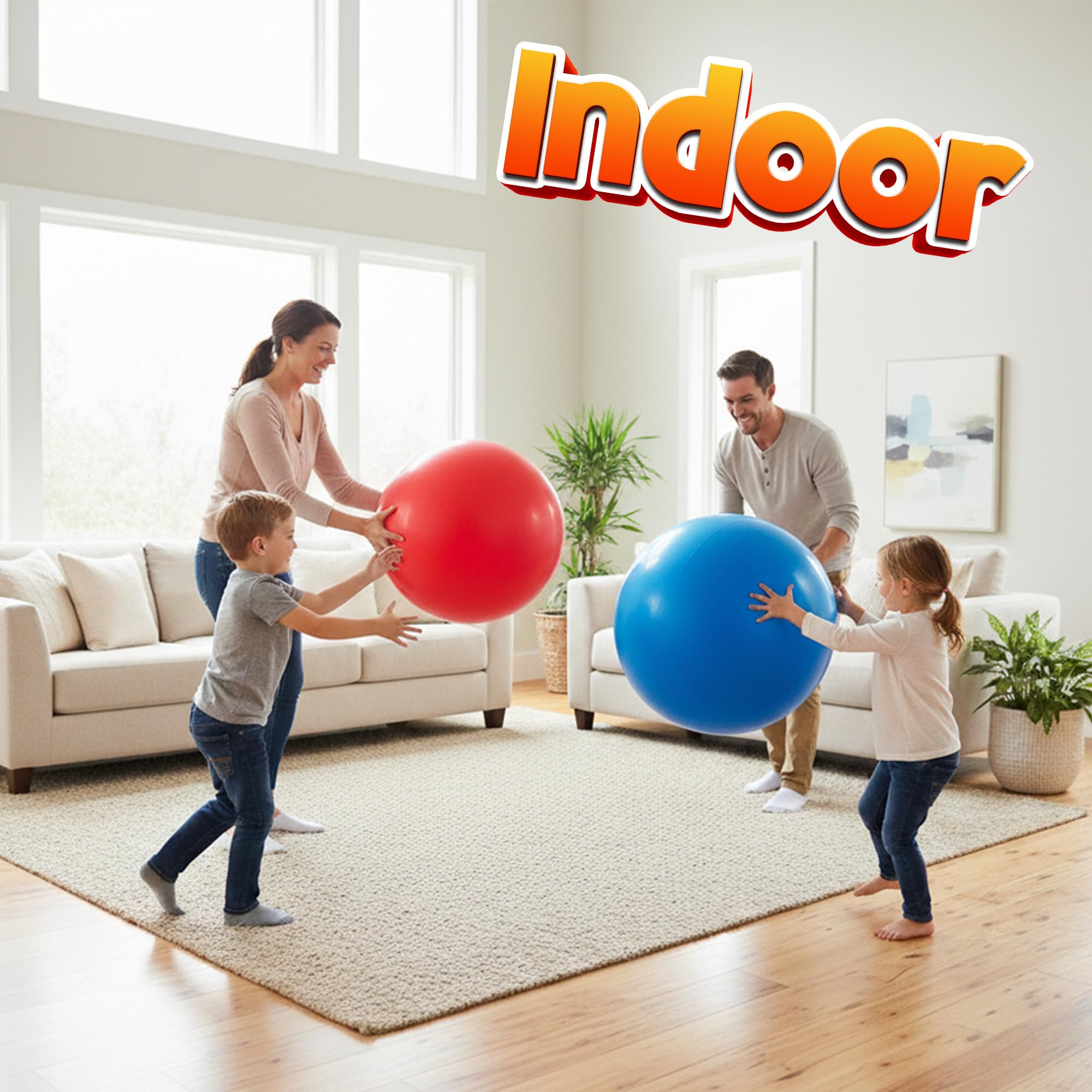 PlayBolt Jumbo 18-Inch Playground Balls (2 Pack, Red & Blue) - Giant Large Inflatable Rubber Kickball for Kids and Toddlers, Boys & Girls Backyard, Sports, Gym, Recess, Indoor & Outdoor Games w/Pump