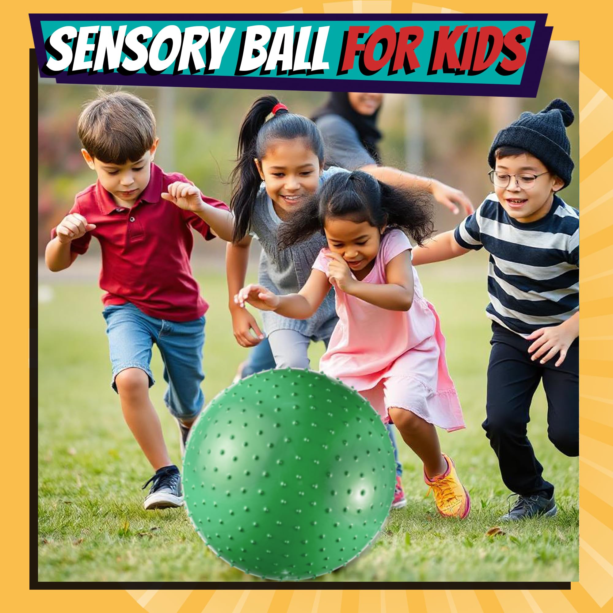 18-Inch Big Balls for Toddlers and Kids - Pack of 40 Inflatable Giant Balls for Kids with Hand Air Pump, Big Bouncy, Sensory Play, Stress Toy, Knobby, Large Playground, Recess, Games for Children