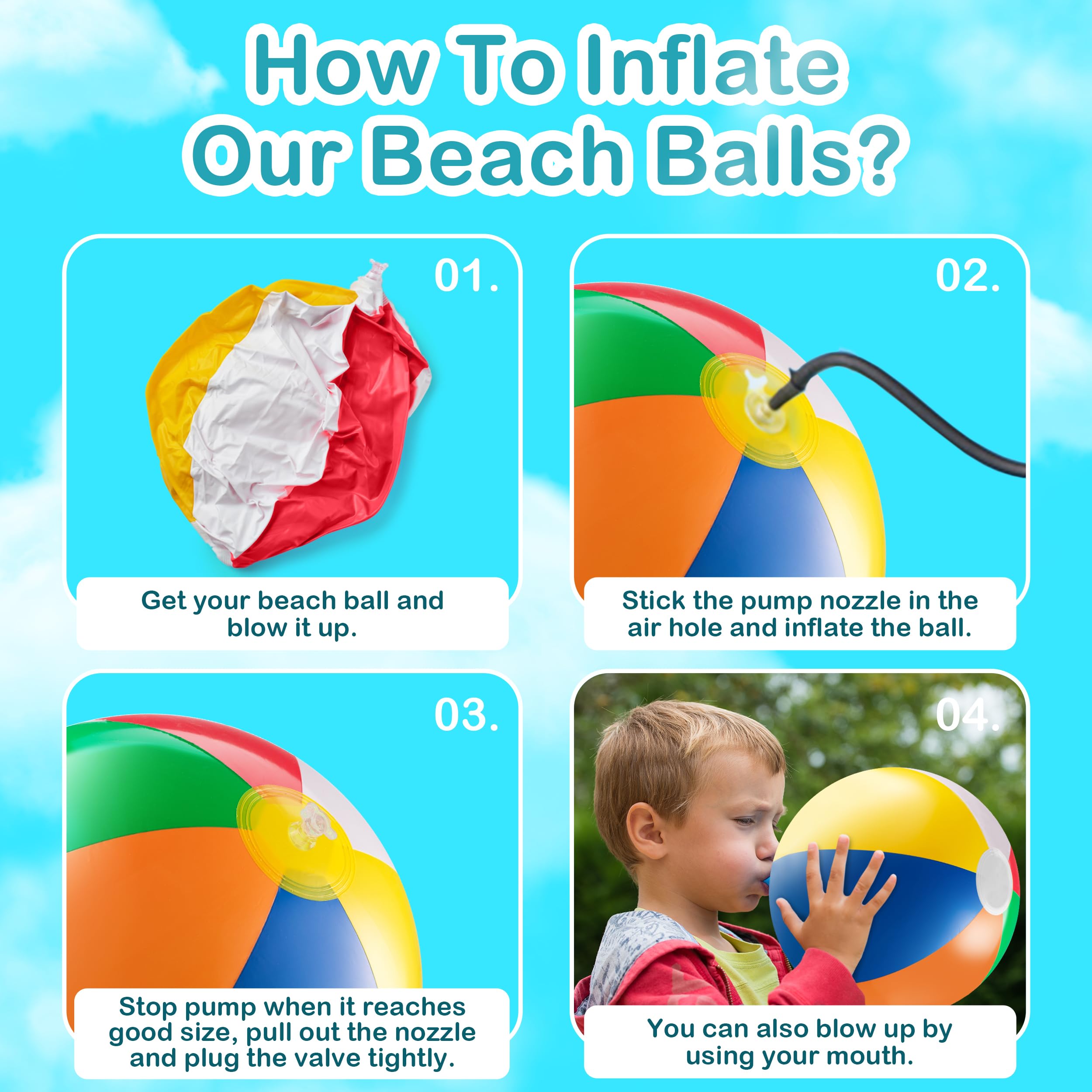 23 Pcs Rainbow Beach Balls Bulk Variety Pack - (10) 5-inch, (10) 12-inch, (3) 20-inch Sizes Large Beach Ball - Inflatable Vinyl Pool Toys for Kids, Themed Party & Pool Party Decorations