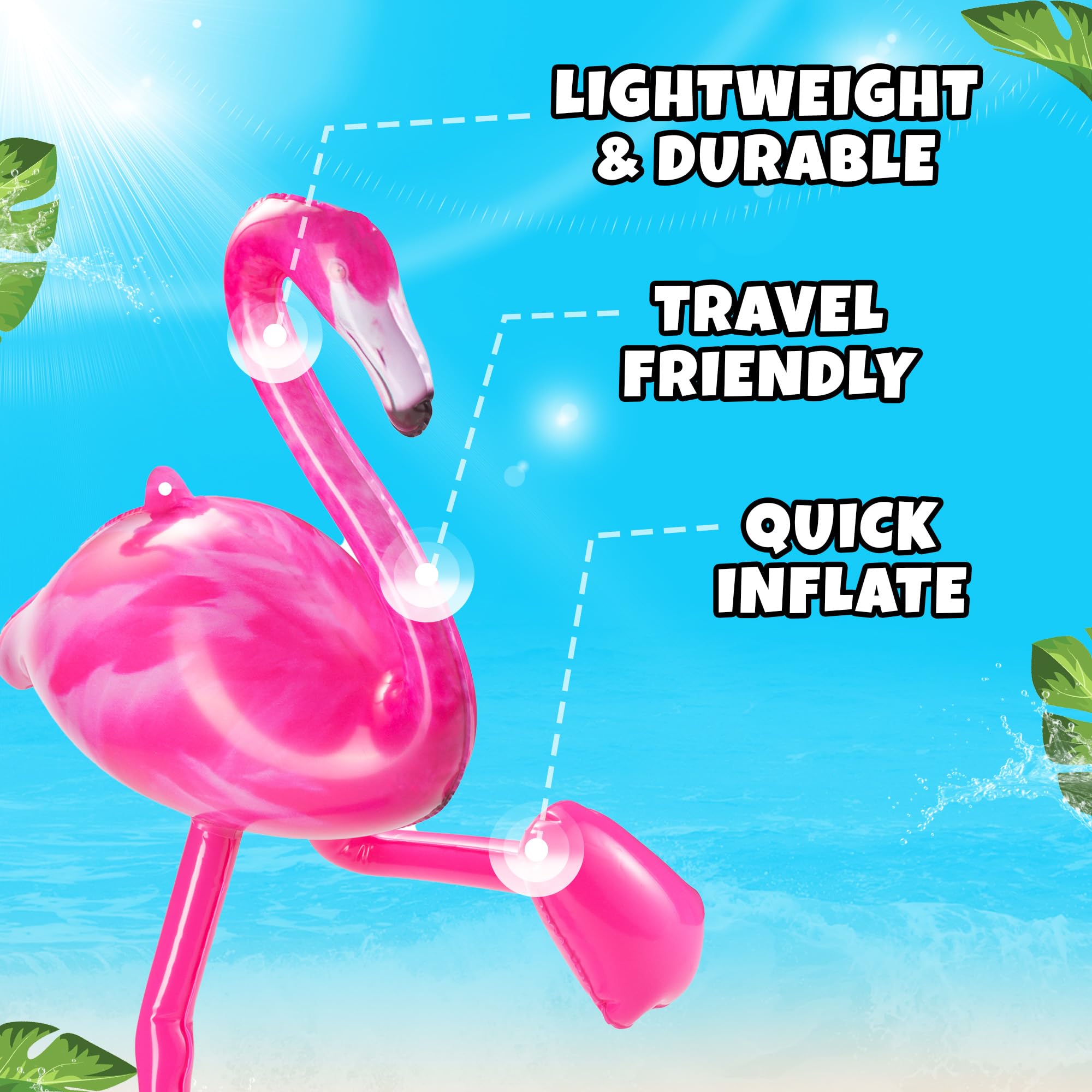 Inflatable Pink Flamingo Party Decorations - (3 Pack) 28" Large Blow-Up Flamingos, Realistic Animal Design, Summer Hawaiian Luau, BBQ, Birthday Party Decor, Pool Float Toys Indoor & Outdoor