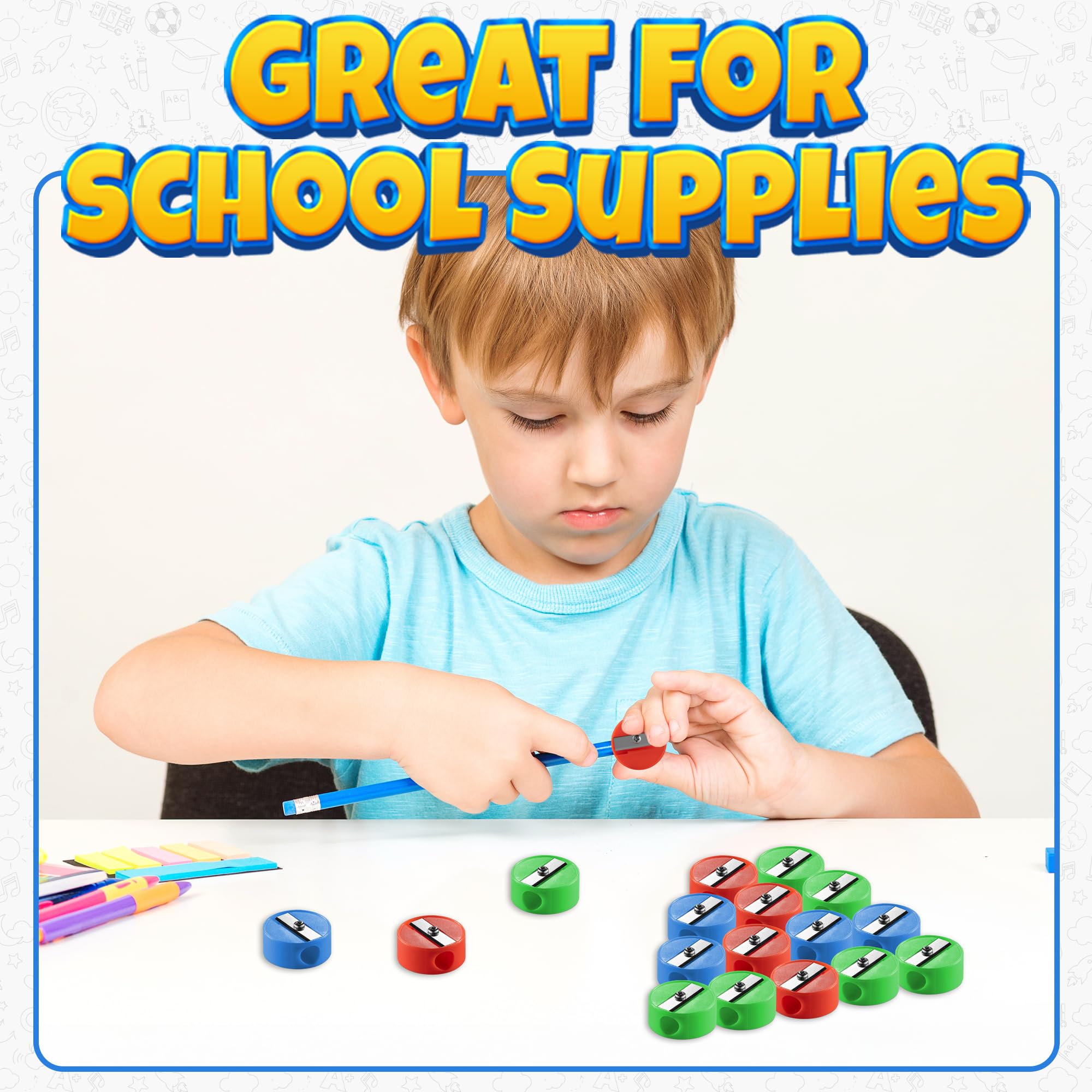 Bedwina Pencil Sharpeners - 9 Pack Pocket Sized Mini Handheld Colored Pencil Sharpener Manual for Kids, Plastic and Colorful for Party Favors, Goodie Bags, Classroom Prizes, School Supplies