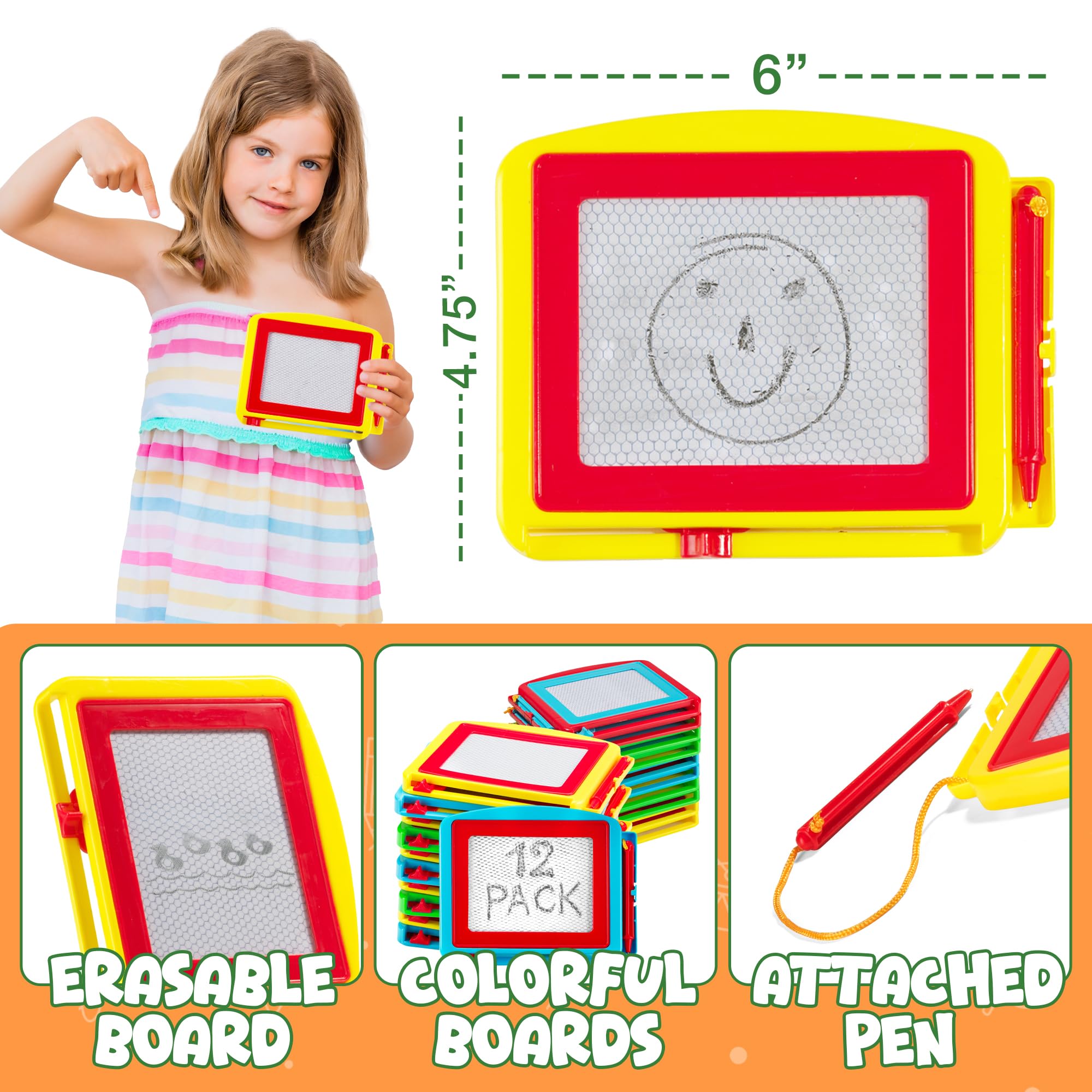 Magnetic Drawing Boards for Kids (36-Pack) Erasable Sketch Tablets