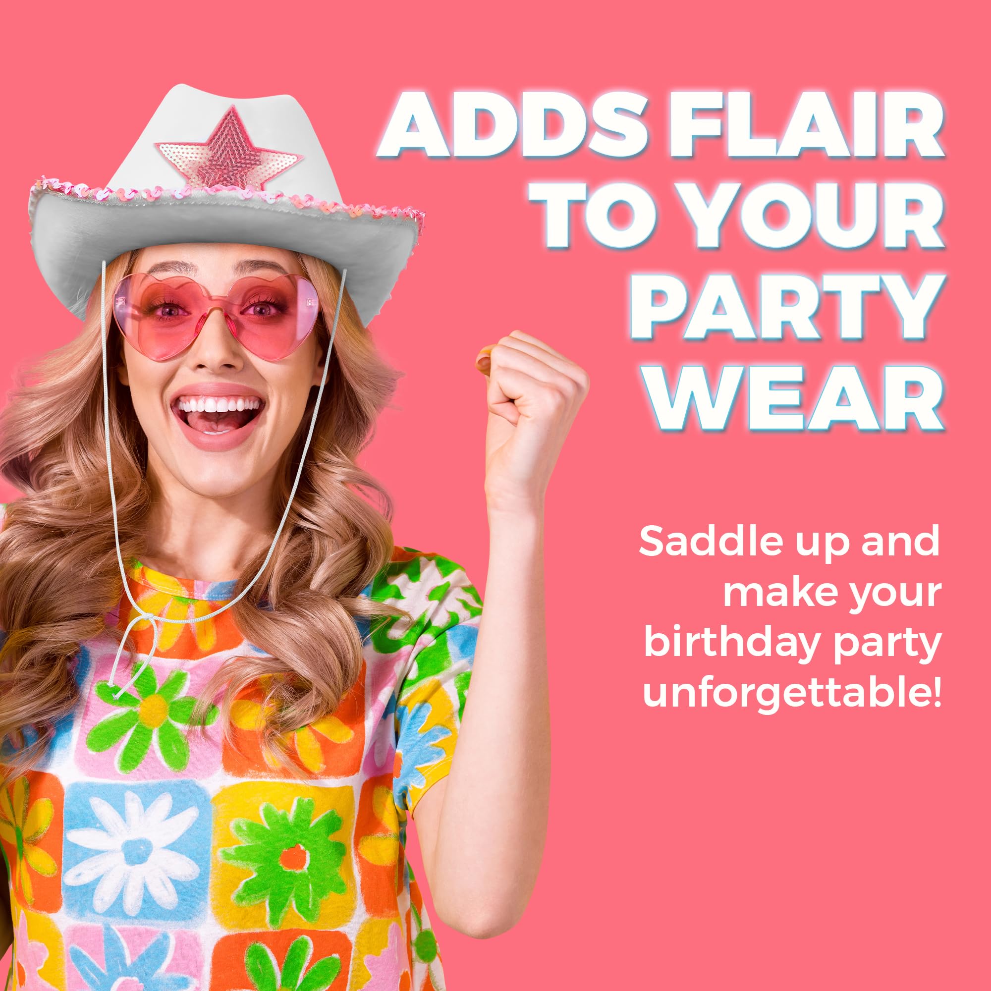 Bedwina Cowgirl Hat - Felt Cowboy Hat Adult Size Fits Most Women & Adults, for Bachelorette, Play Costume, Party, Dress-Up